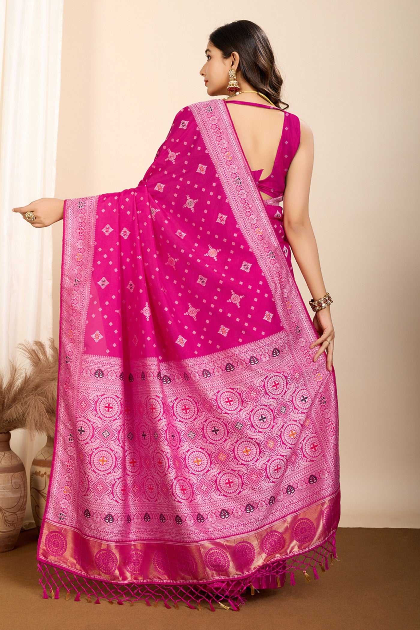 Buy MySilkLove Dark Pink Woven Banarasi Saree Online