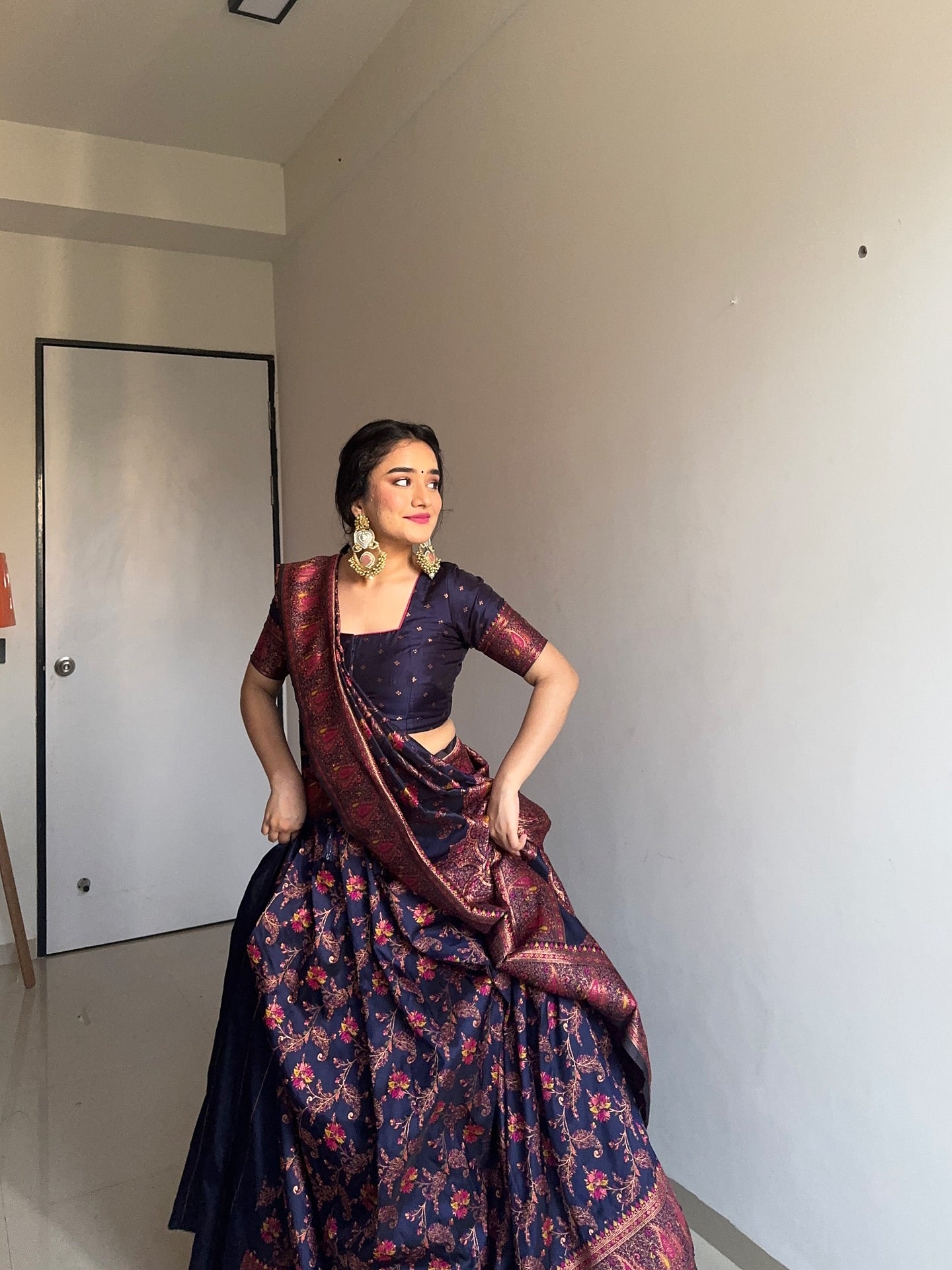 MySilkLove River Bed Blue Woven Pashmina Silk Saree