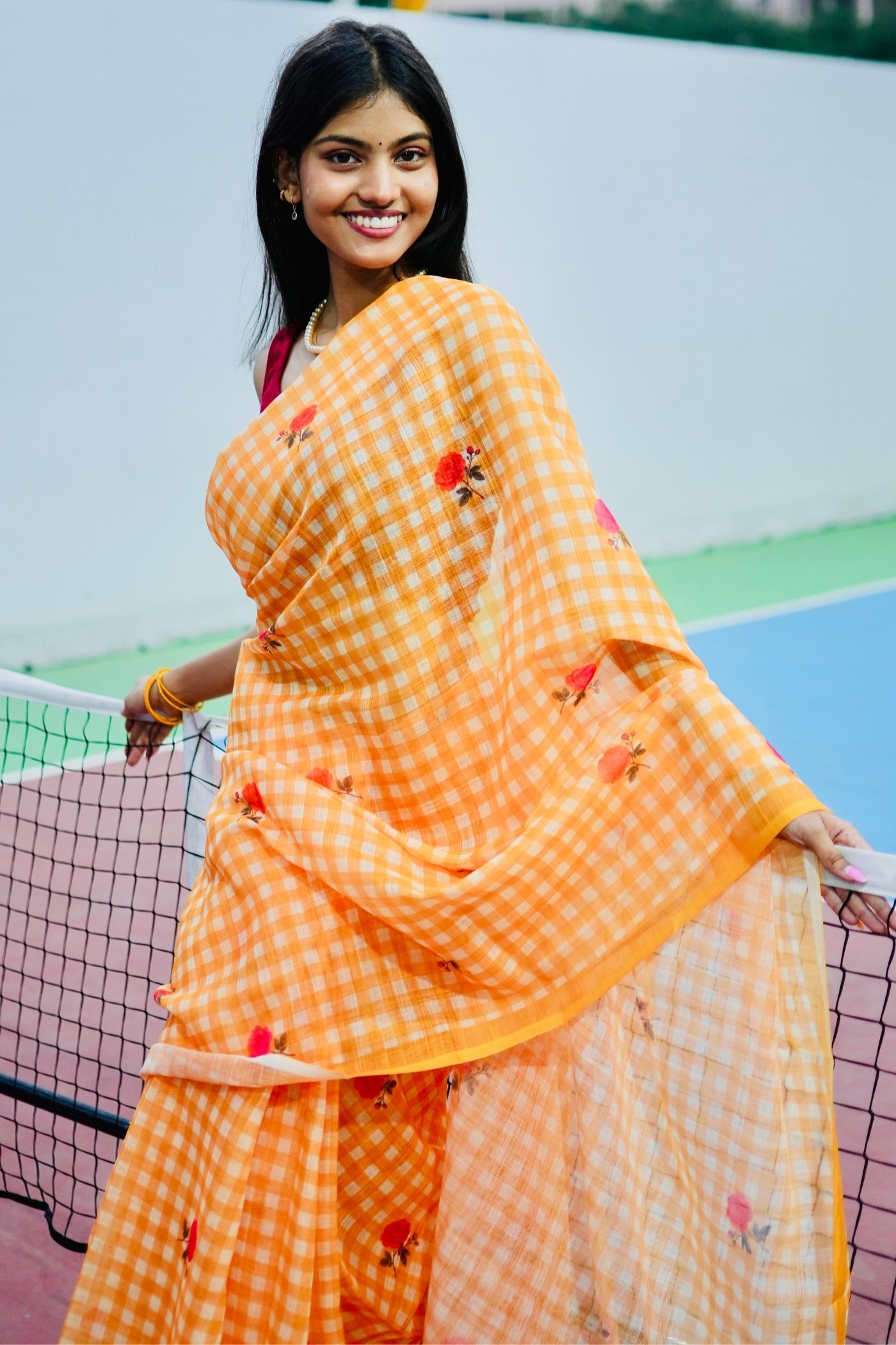 Buy MySilkLove Jonquil Yellow Soft Linen Cotton Printed Saree Online
