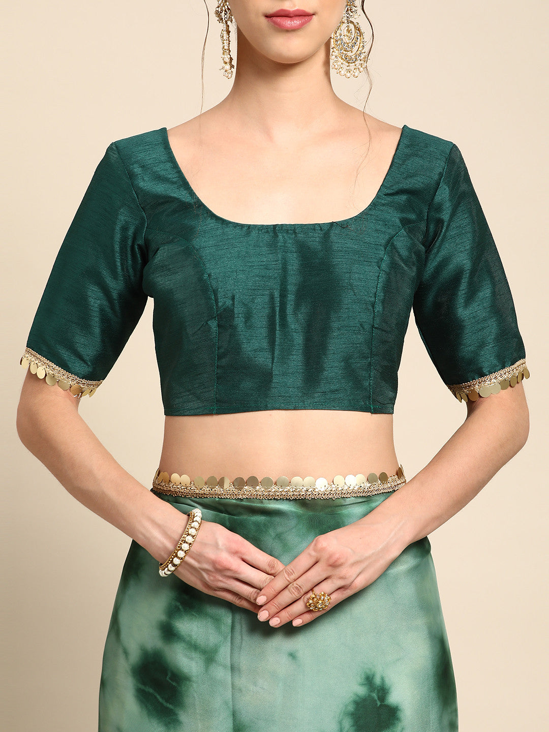 Buy MySilkLove Acapulco Green Satin Partywear Saree Online