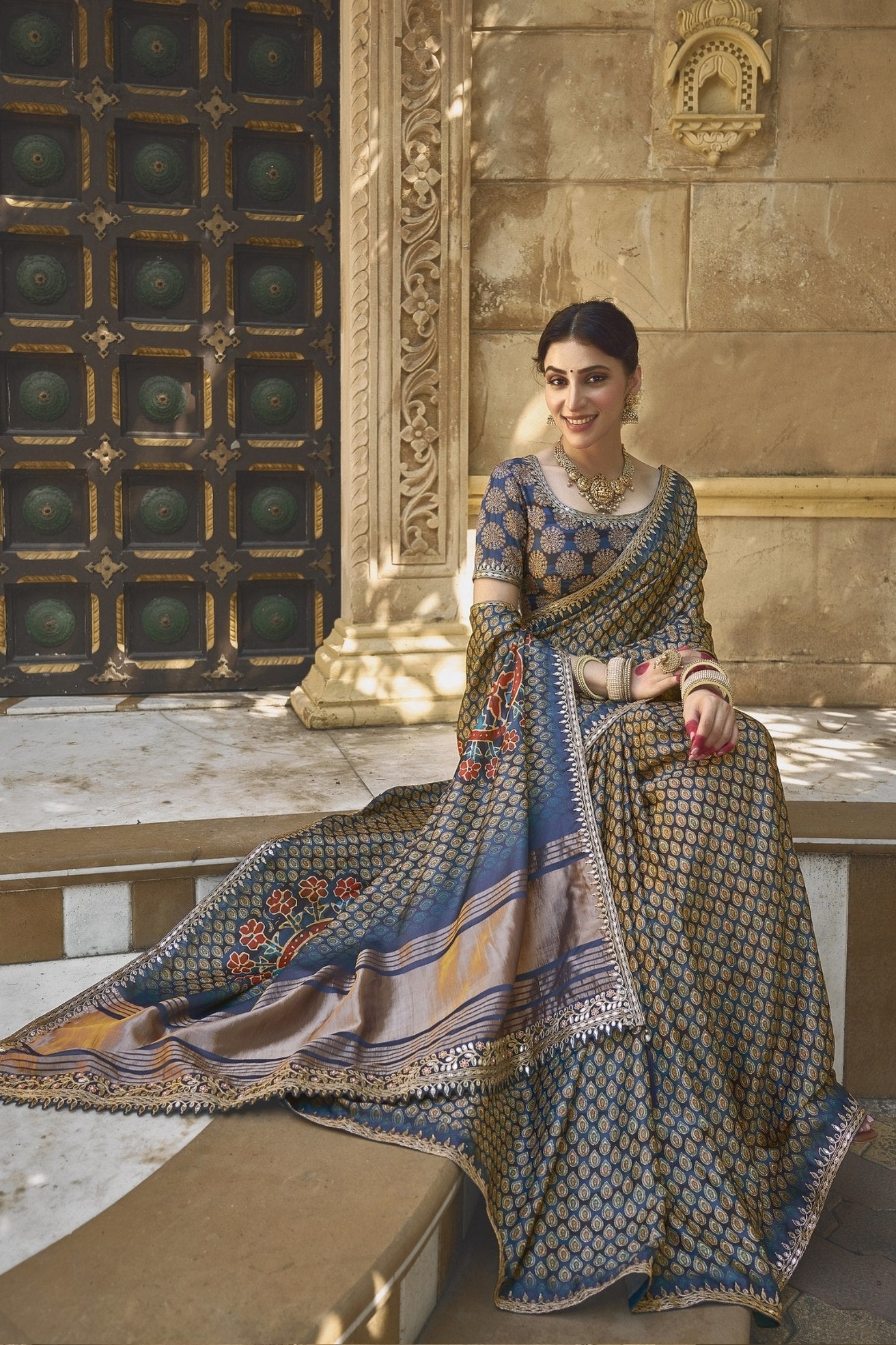 Buy MySilkLove Flint Grey Banarasi Designer Saree Online