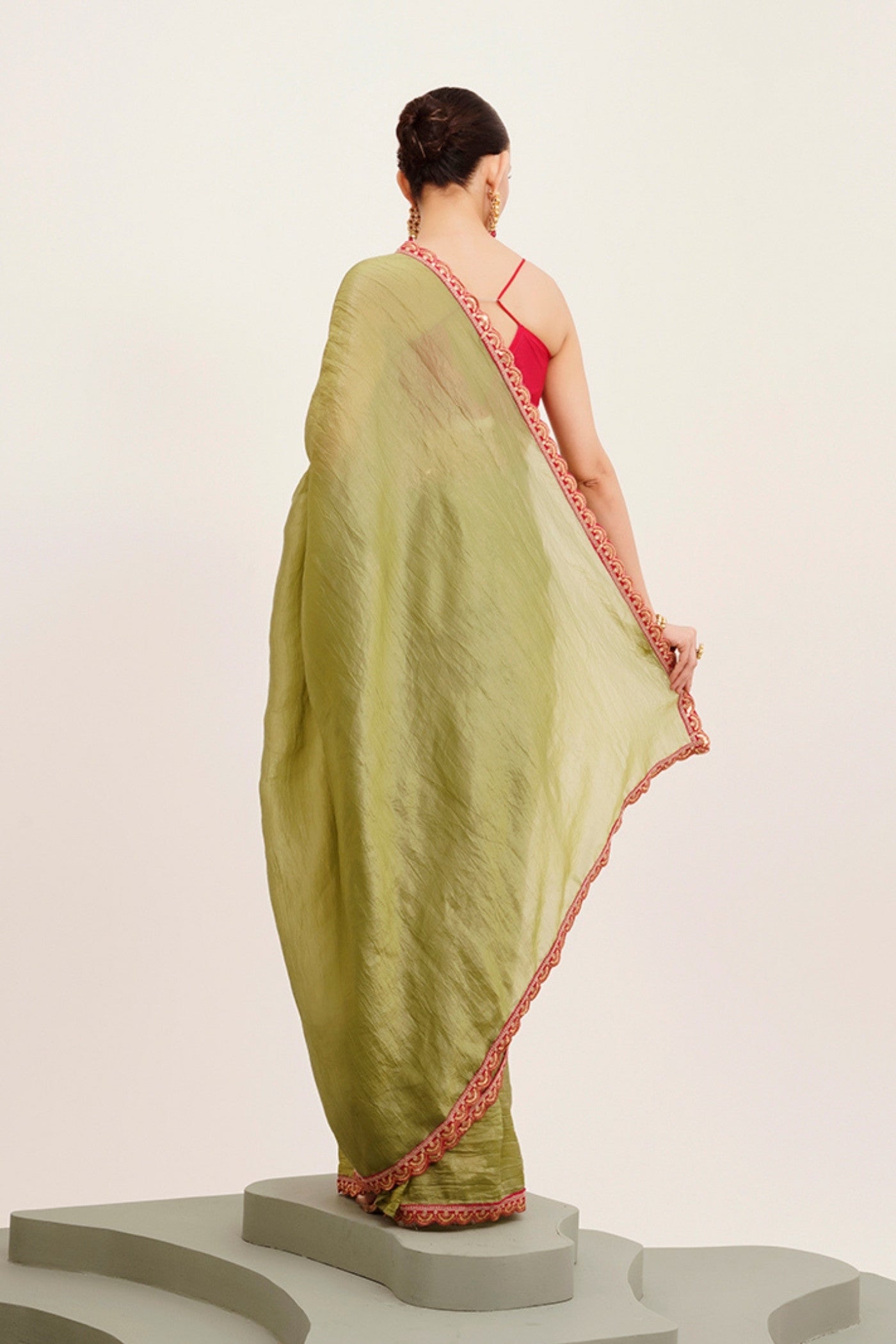 Buy MySilkLove Slimy Green Tissue Partywear Saree Online
