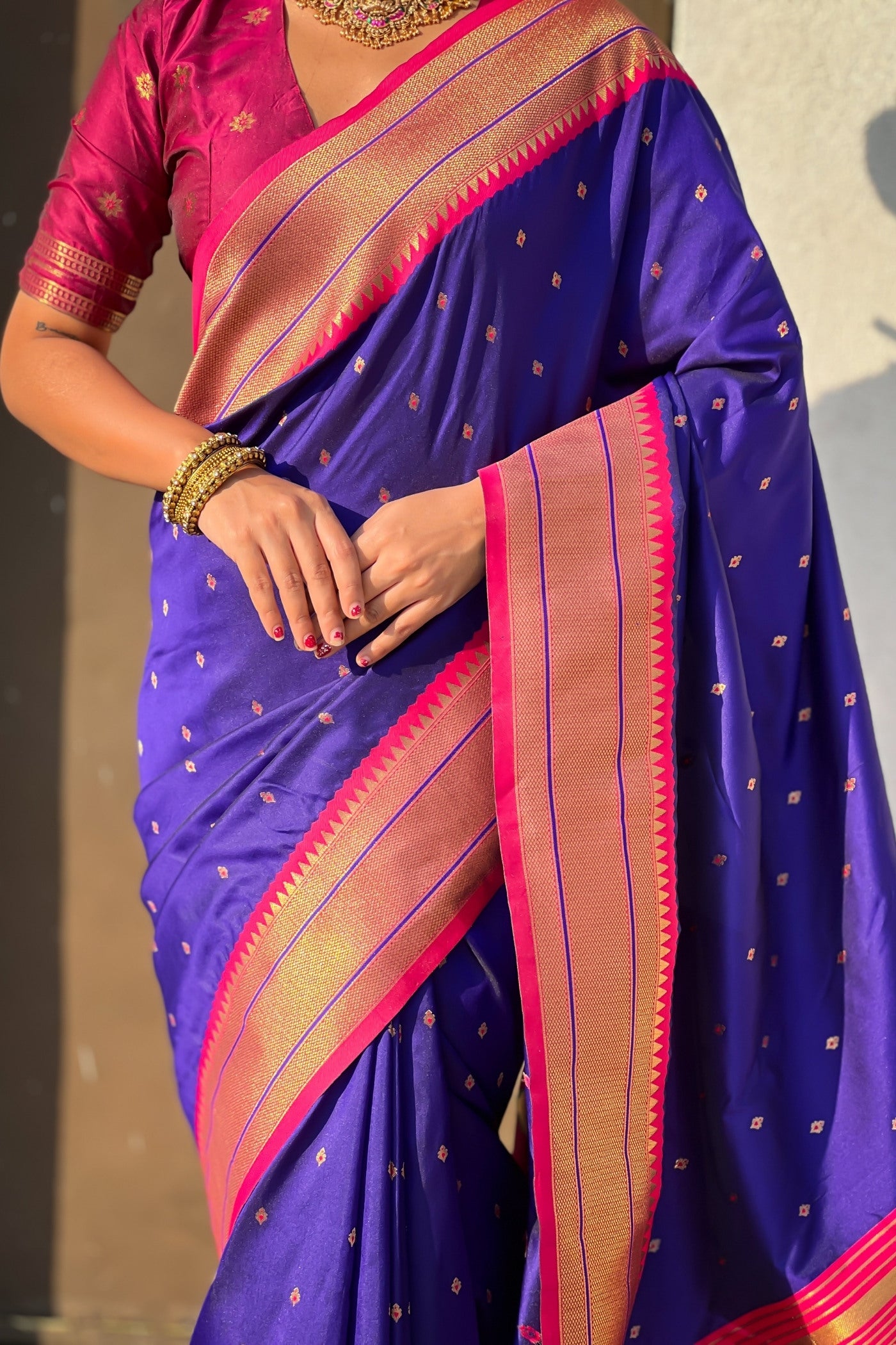Buy MySilkLove Bluebonnet Zari Woven Paithani Saree Online