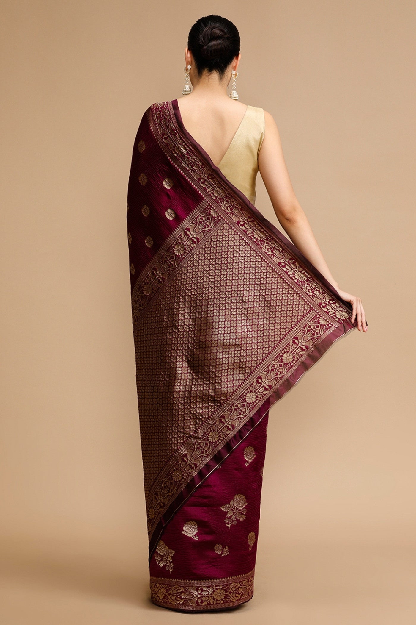 Buy MySilkLove Iradium Purple Woven Jacquard Lichi Silk Saree Online