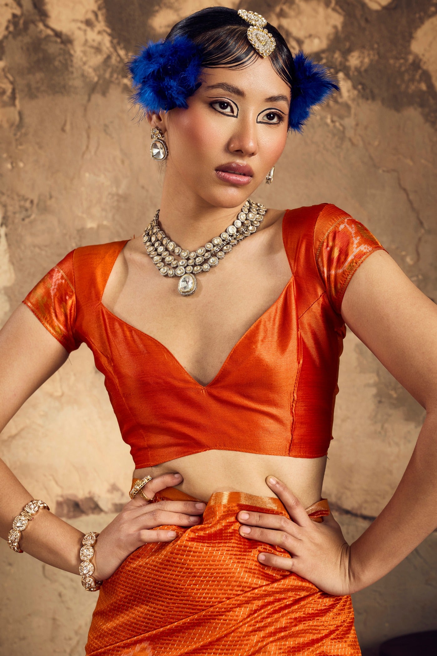 Buy MySilkLove Carrot Orange Banarasi Handloom Saree Online