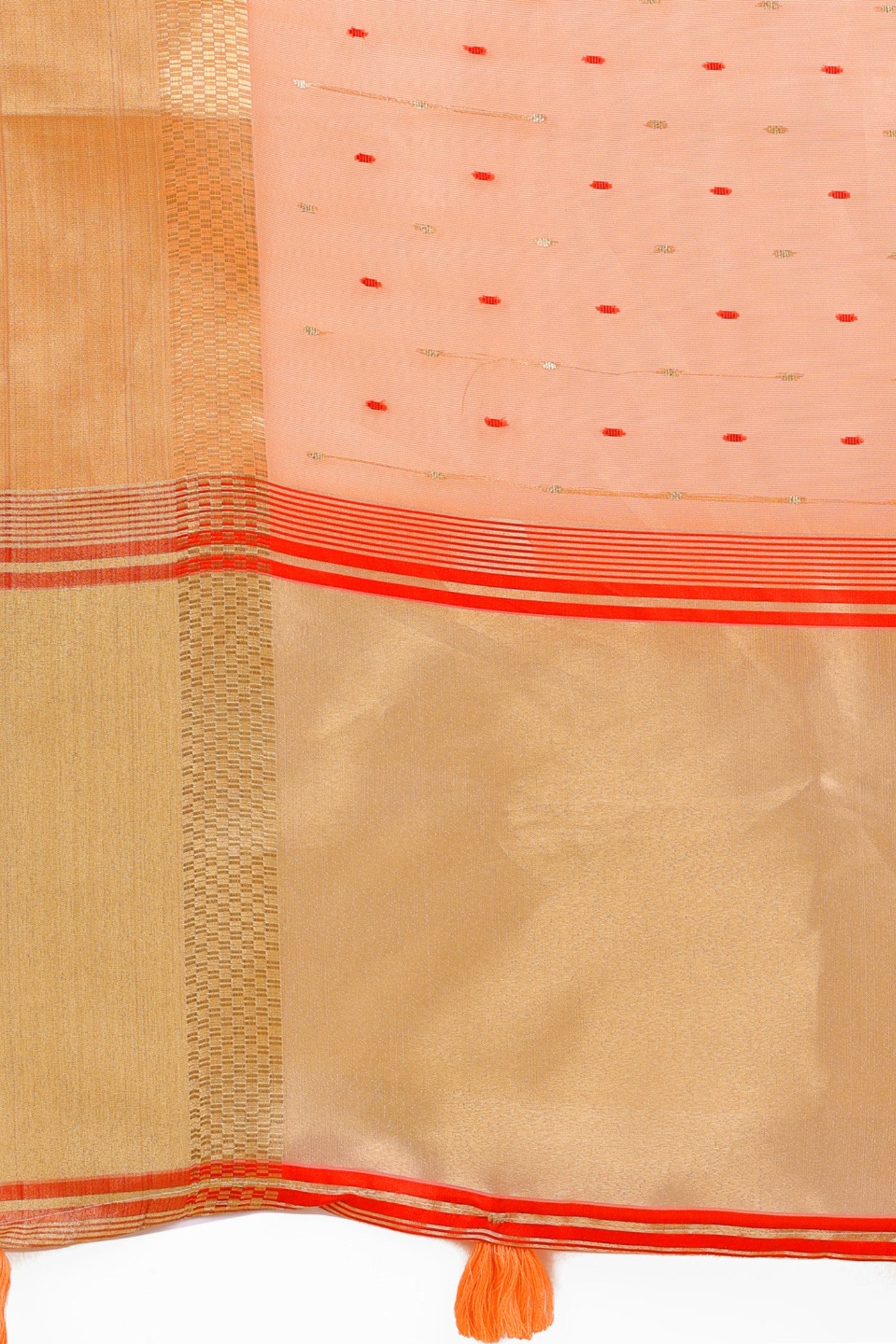Buy MySilkLove Malibu Peach Woven Organza Saree Online