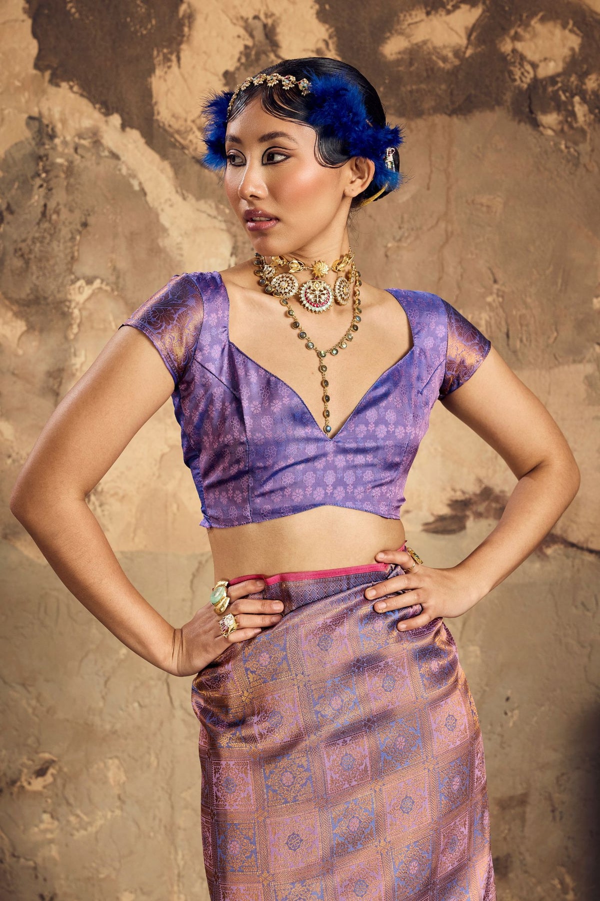 Buy MySilkLove Jacaranda Purple Kanjivaram Handloom Saree Online