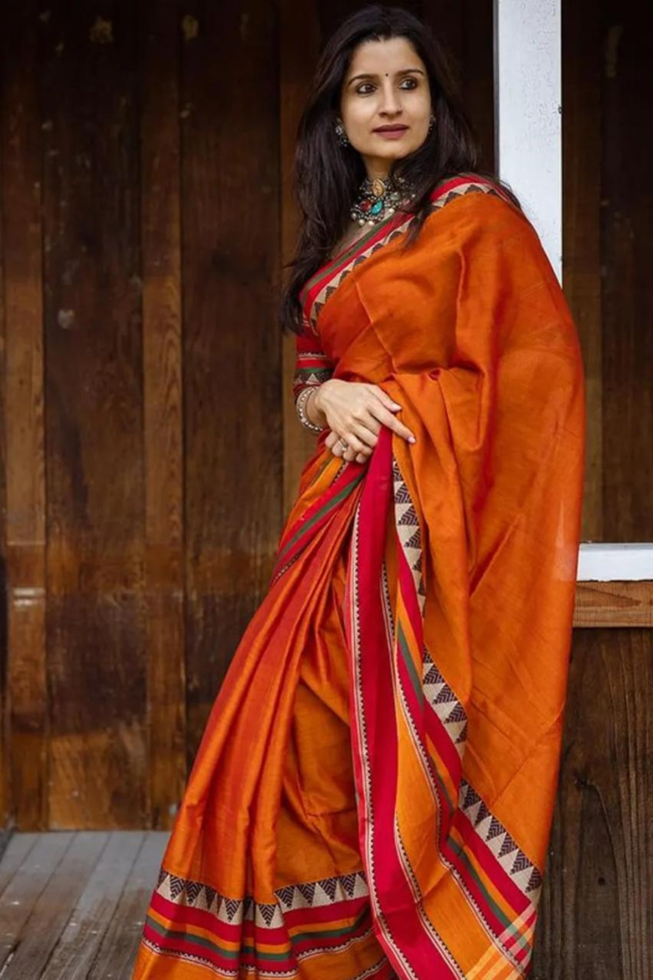 Buy MySilkLove Light Flamingo Orange Shantipuri Bengal Cotton Saree Online