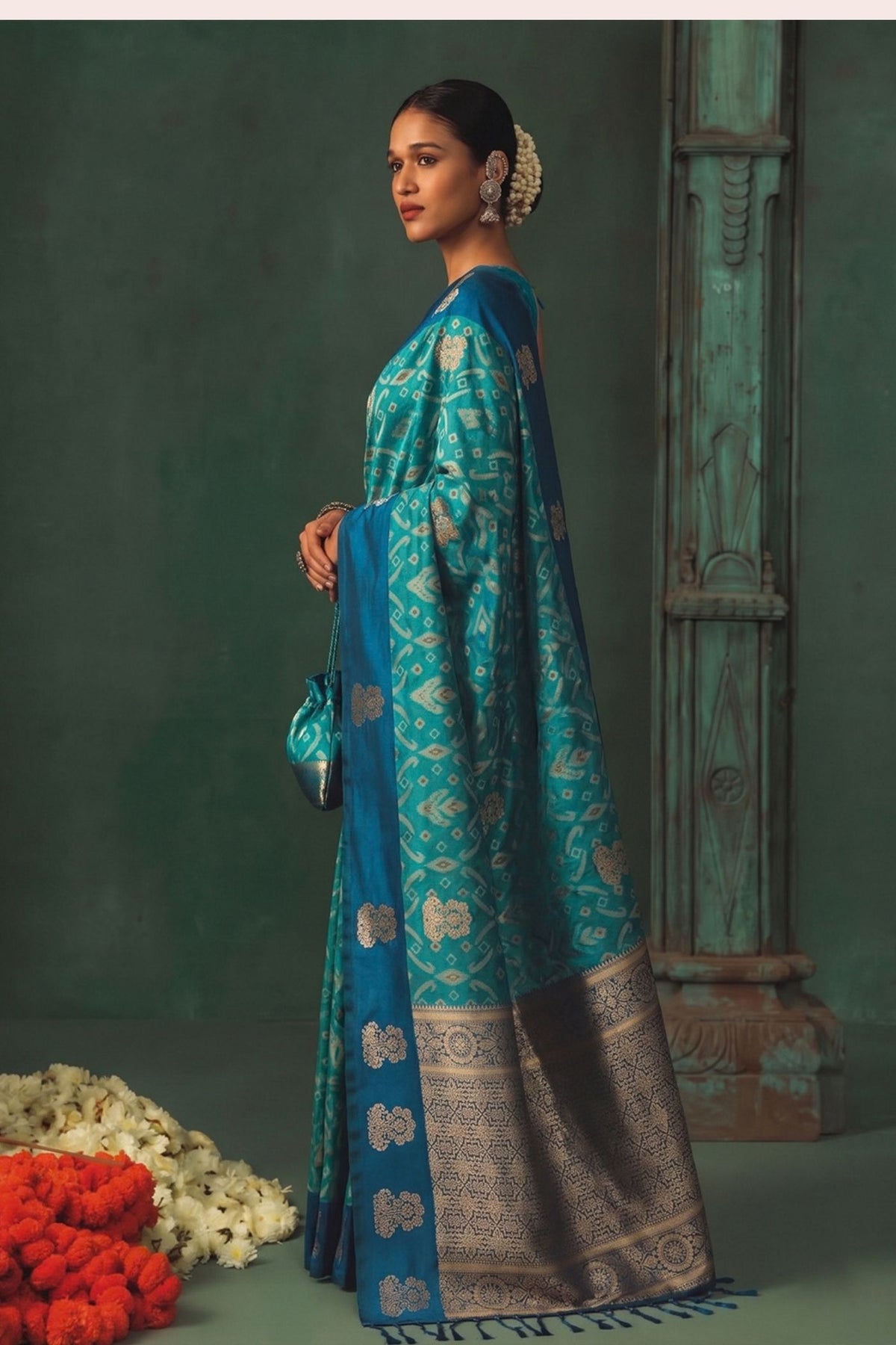 Buy MySilkLove Caribbean Blue Woven Banarasi Silk Saree Online