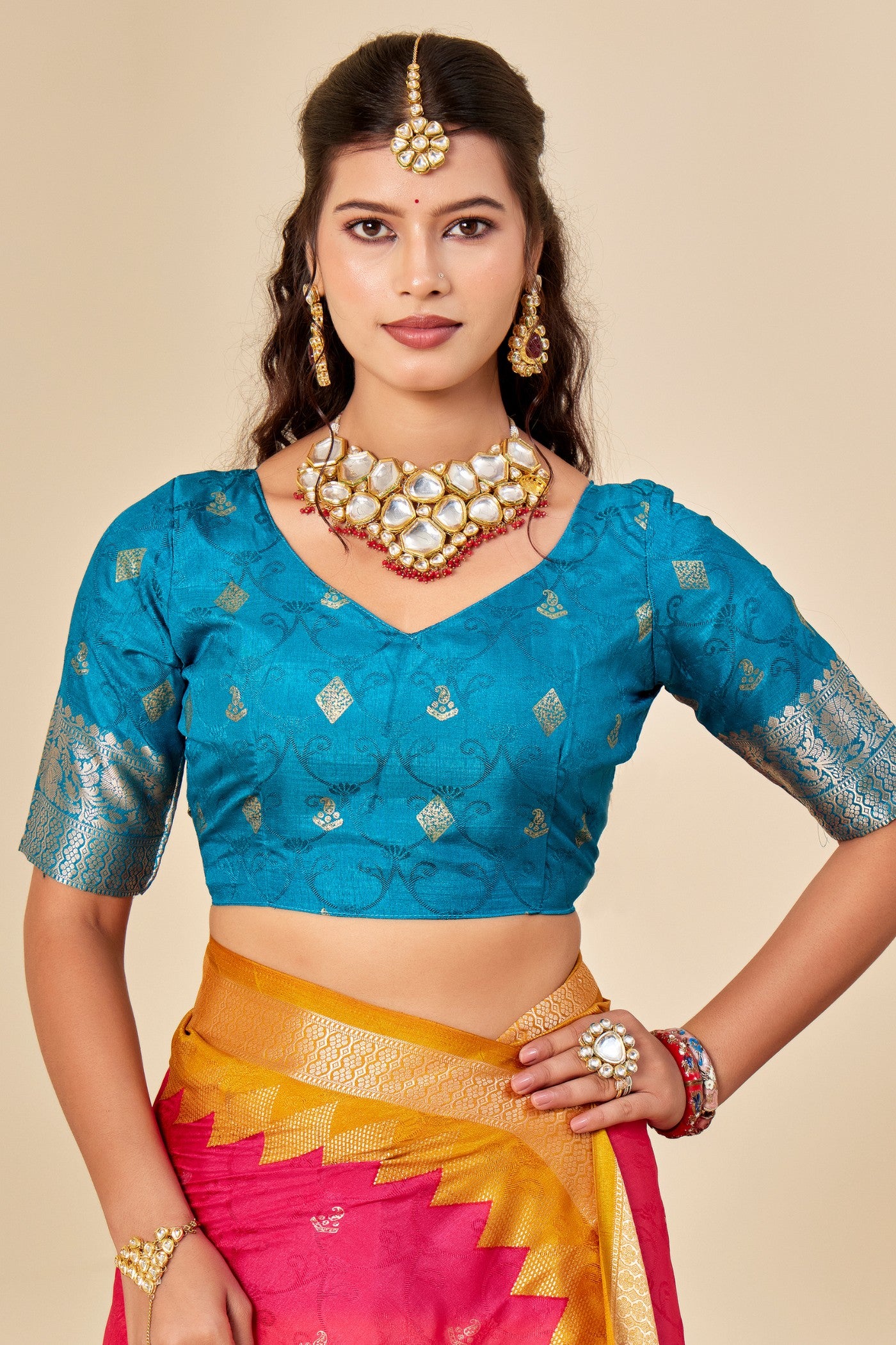 Buy MySilkLove Neon Pink Tussar Printed Silk Saree Online