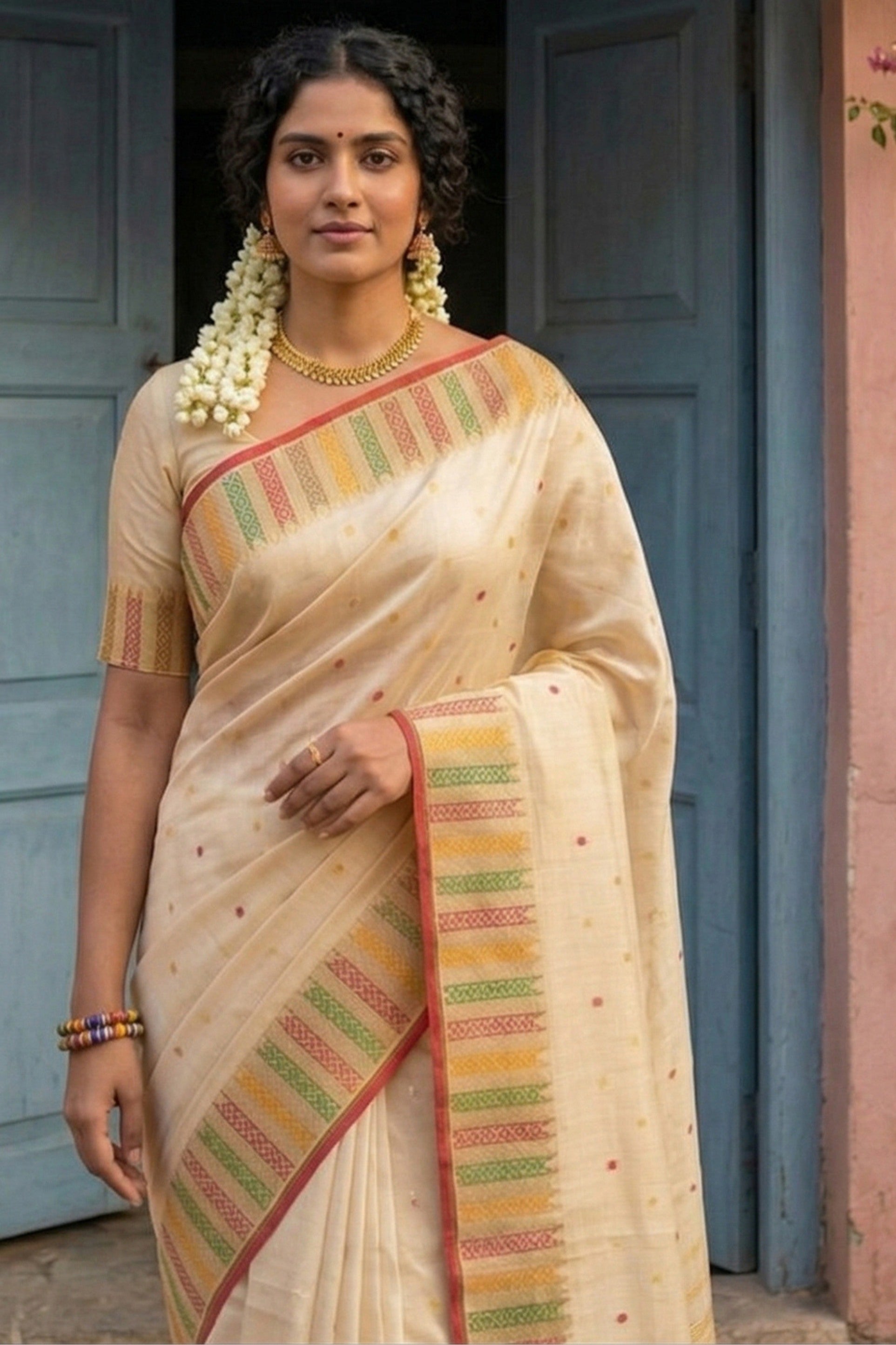 MySilkLove Chalk White Woven Banarasi Silk Saree