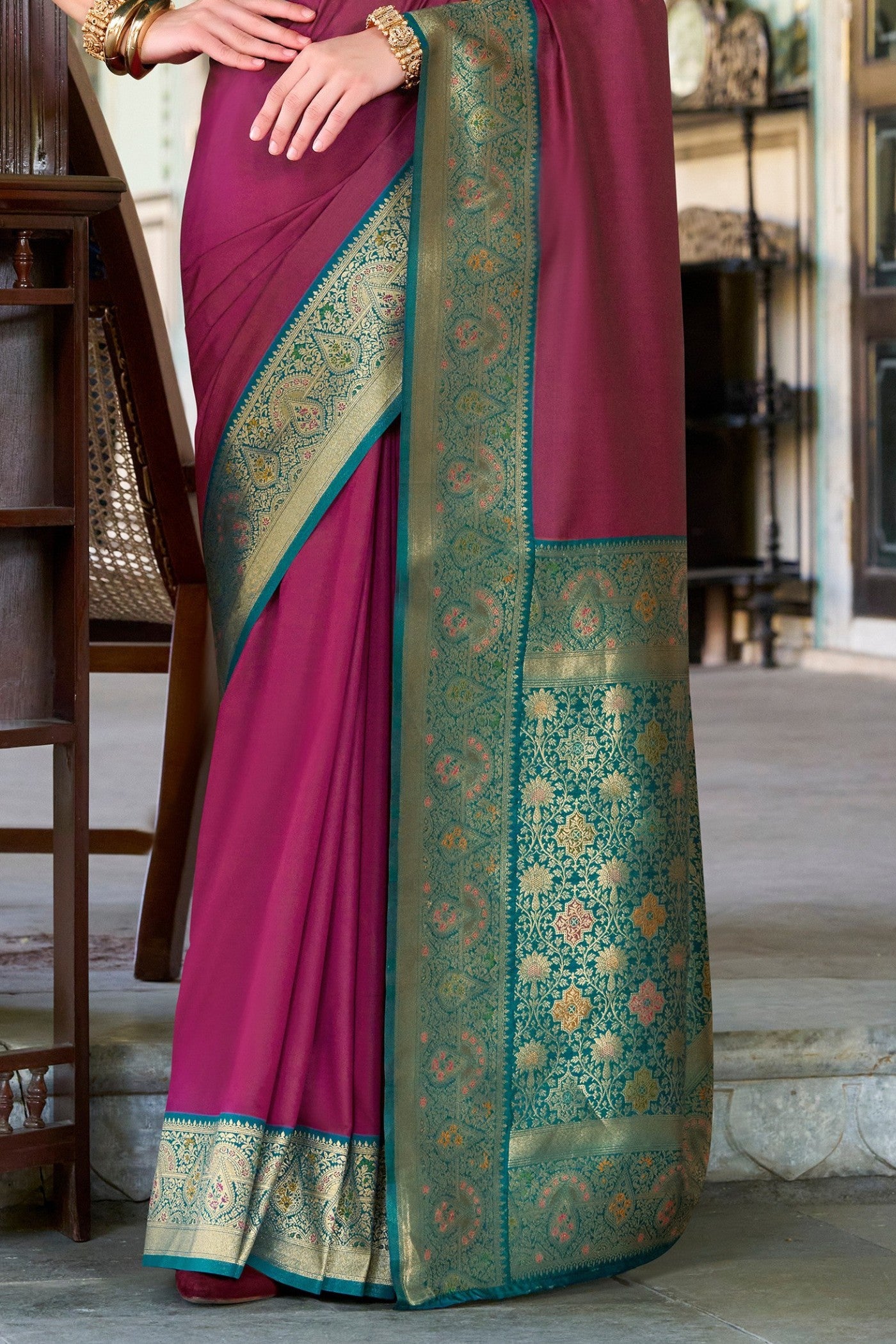 Buy MySilkLove Jamun Purple Woven Banarasi Soft Silk Saree Online