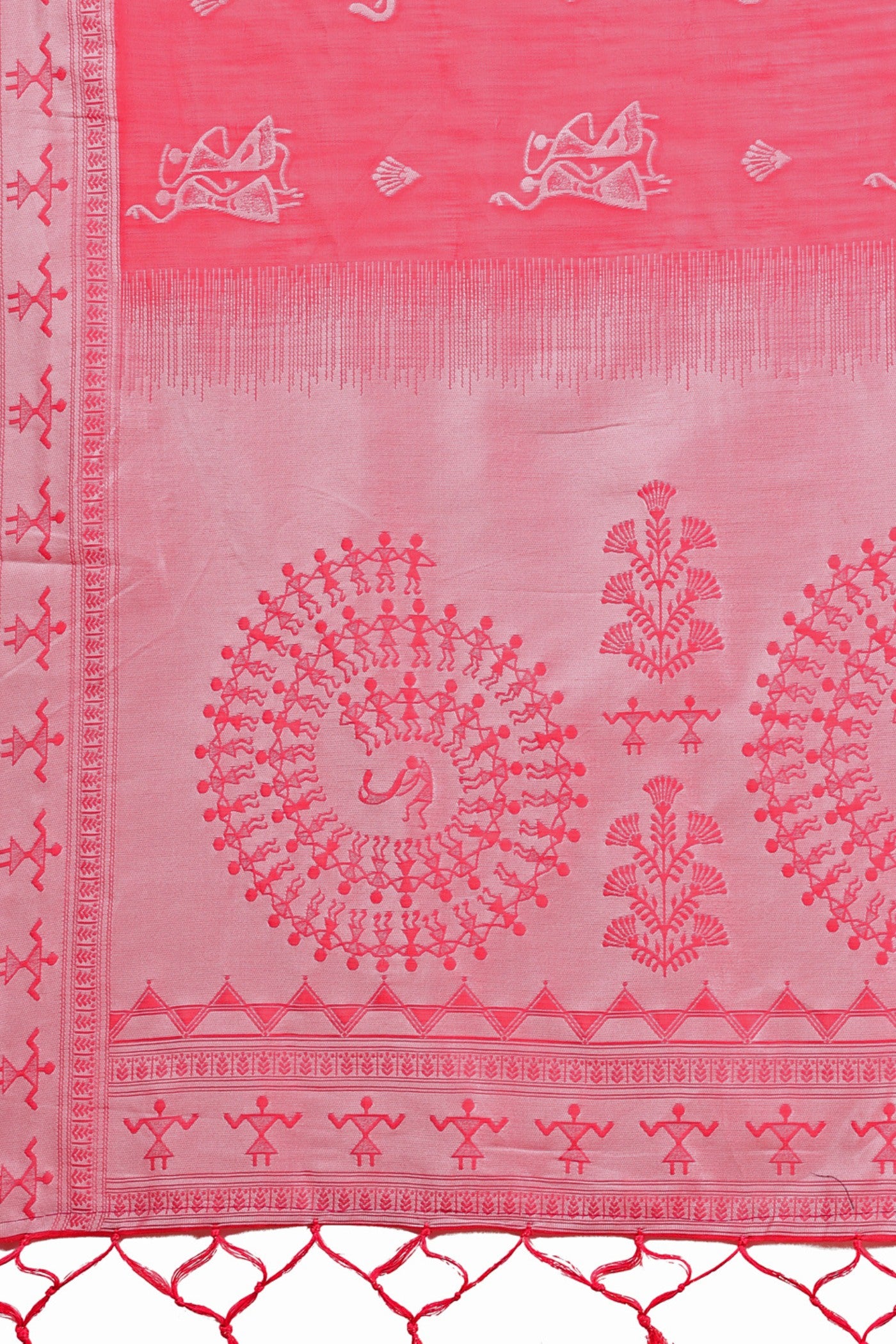 Buy MySilkLove Bright Rose Pink Woven Linen Cotton Saree Online