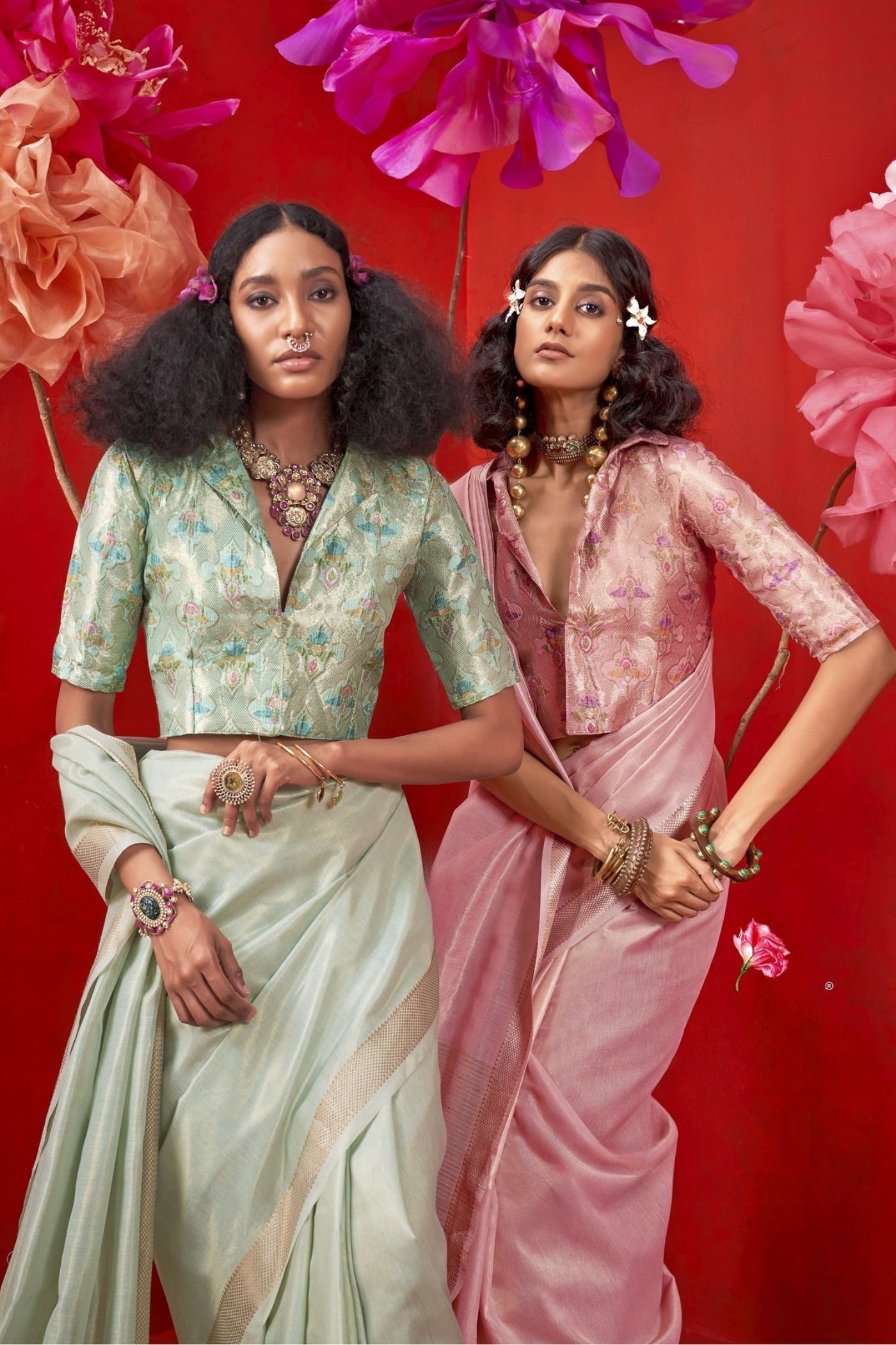 Buy MySilkLove Shilo Pink Tissue Handloom Saree Online