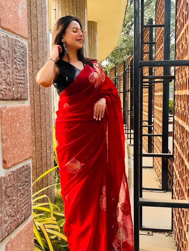 Buy MySilkLove Ruby Red Munga Handloom Cotton Saree Online