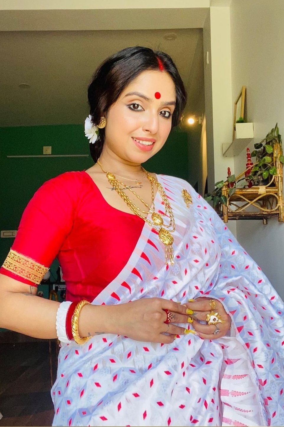 Buy MySilkLove Ice White Cotton Silk Jamdani Saree Online