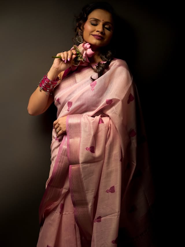 Buy MySilkLove Lotus Pink Woven Modal Cotton Saree Online