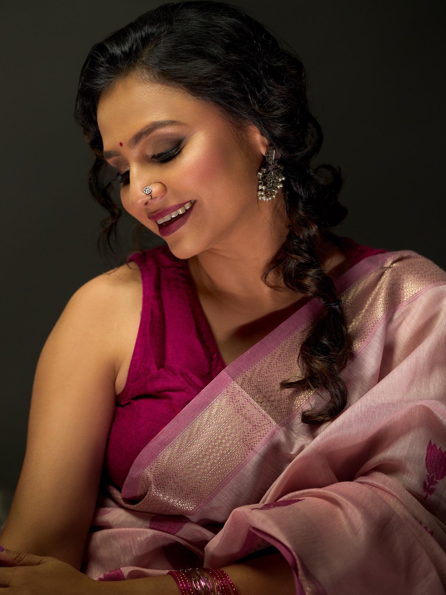 Buy MySilkLove Lotus Pink Woven Modal Cotton Saree Online