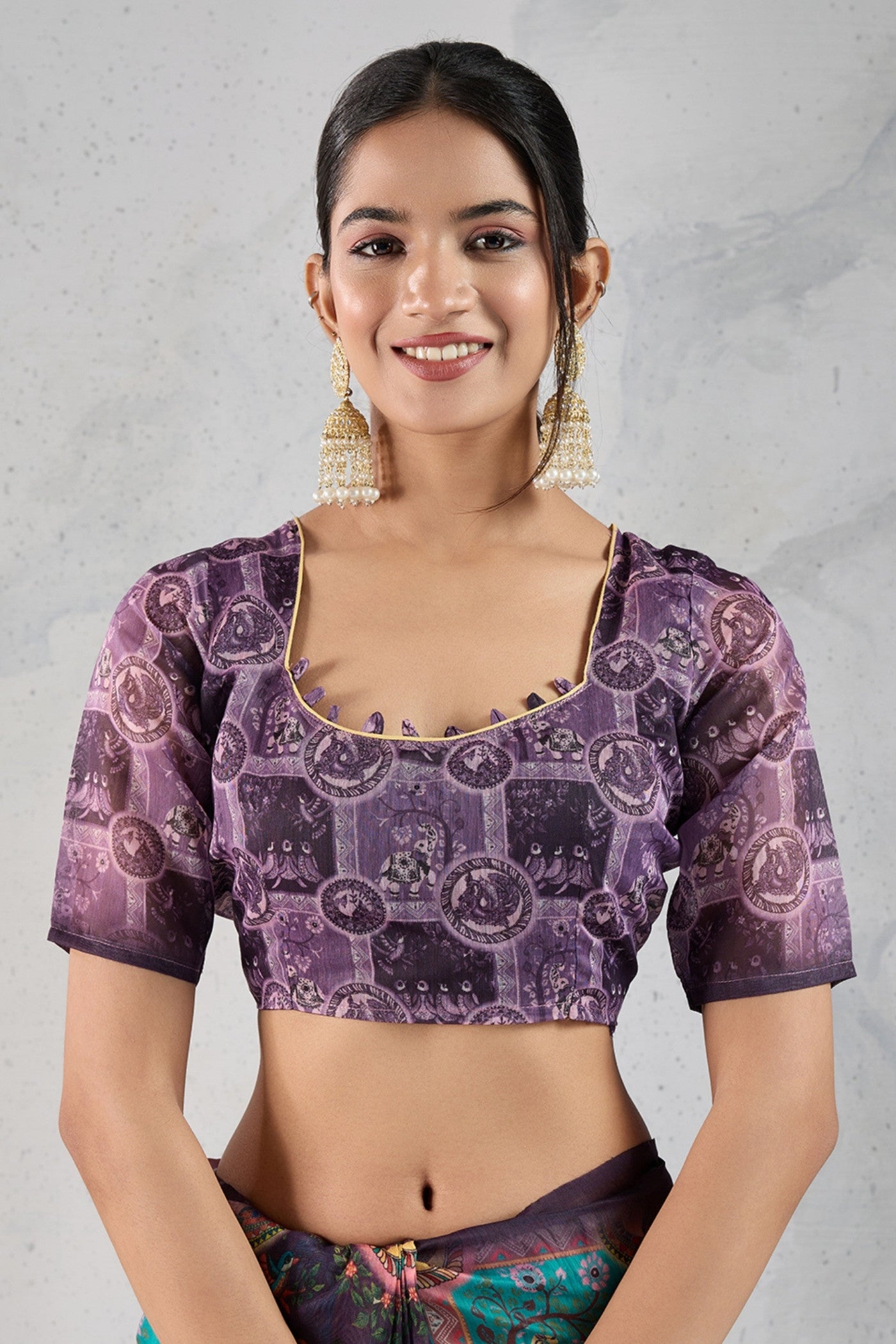 Buy MySilkLove Dull Blue Digital Printed Saree Online