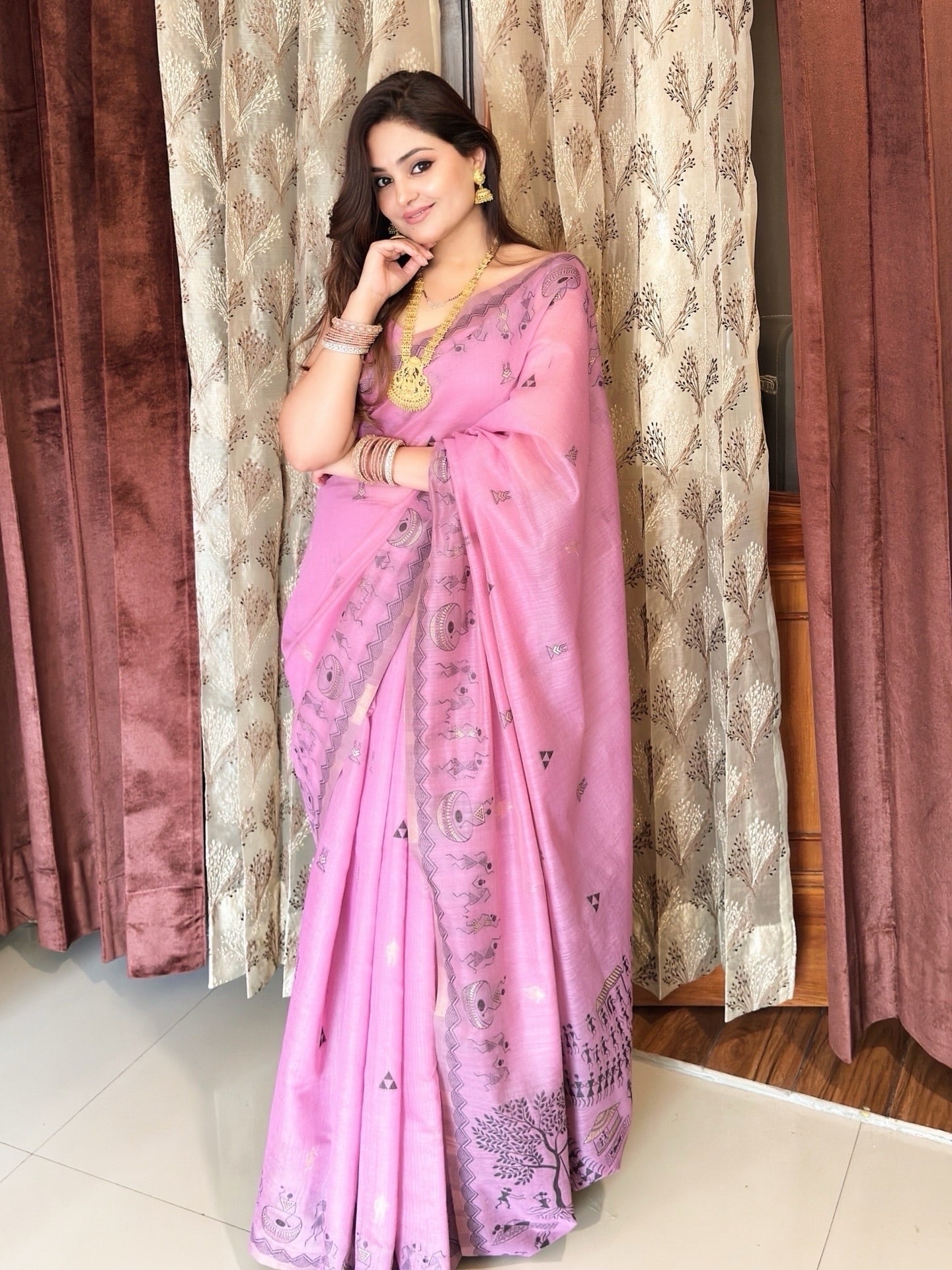 Buy MySilkLove Heliotrope Purple Woven Modal Cotton Saree Online