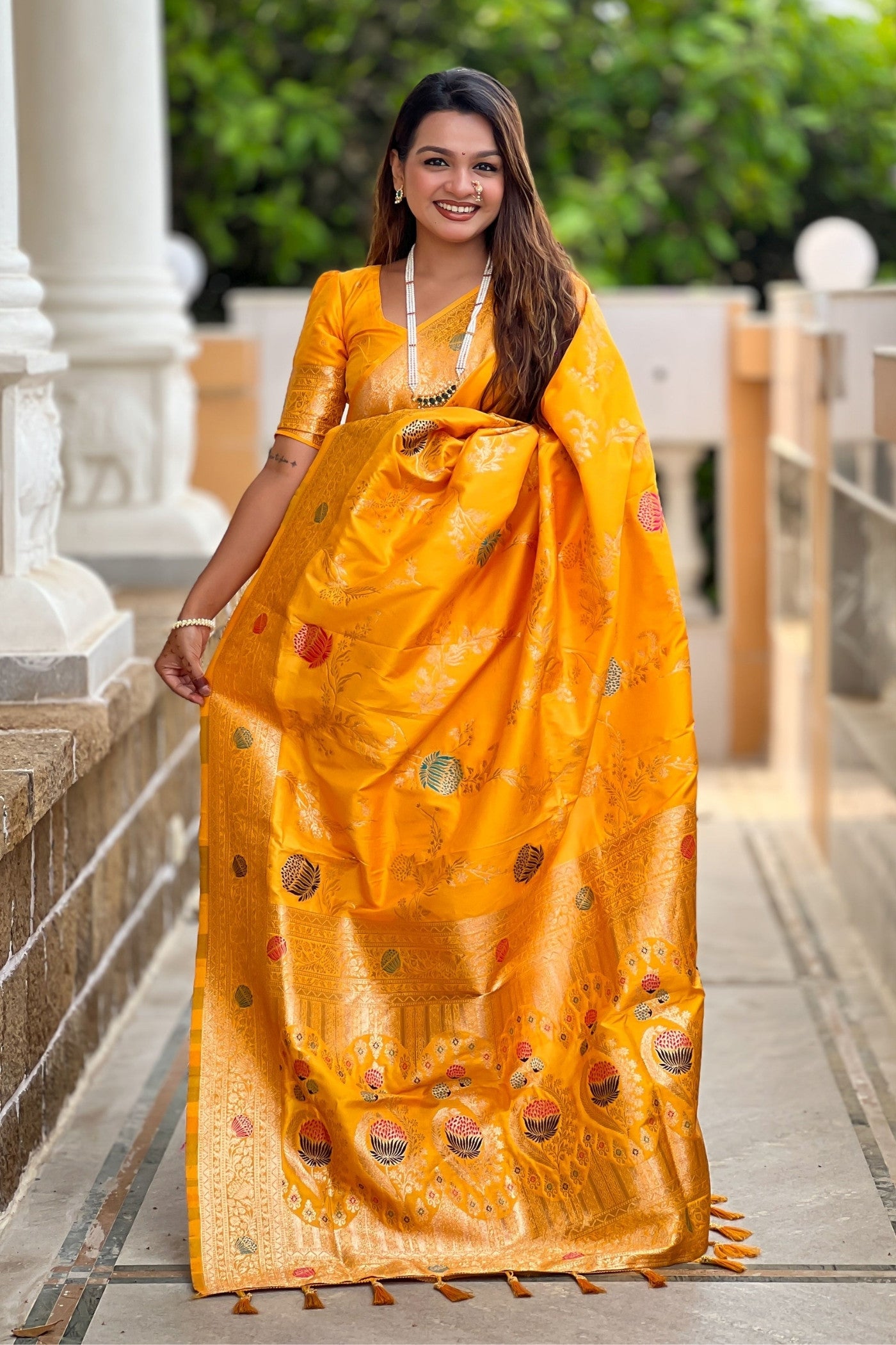 Buy MySilkLove Zest Yellow Woven Banarasi Saree Online