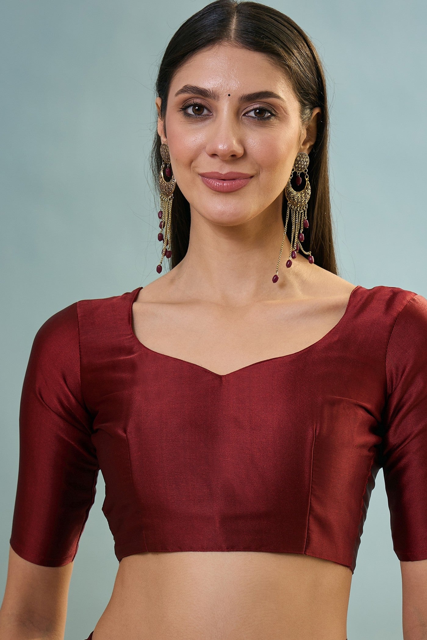 Buy MySilkLove Ember Green Ajrakh Printed Satin Crepe Silk Saree Online