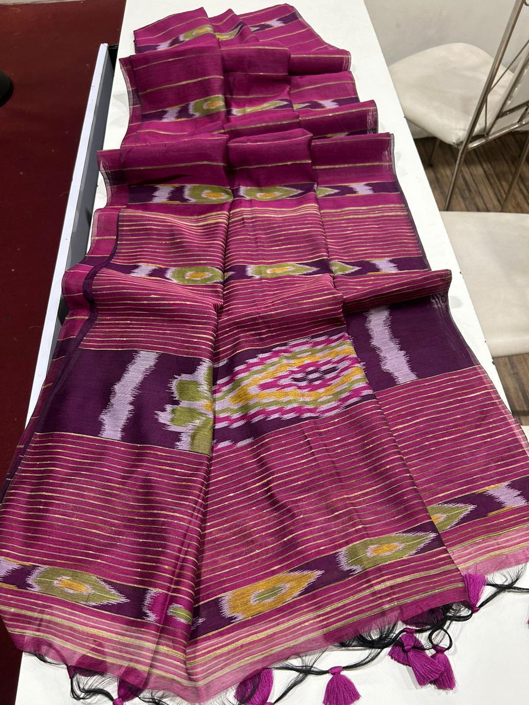 Buy MySilkLove Jamun Purple Soft Ikkat Cotton Woven Saree Online