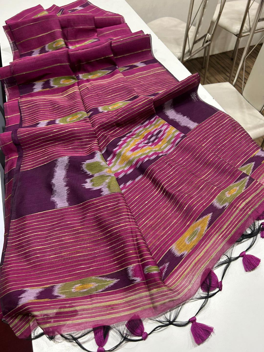 Buy MySilkLove Jamun Purple Soft Ikkat Cotton Woven Saree Online