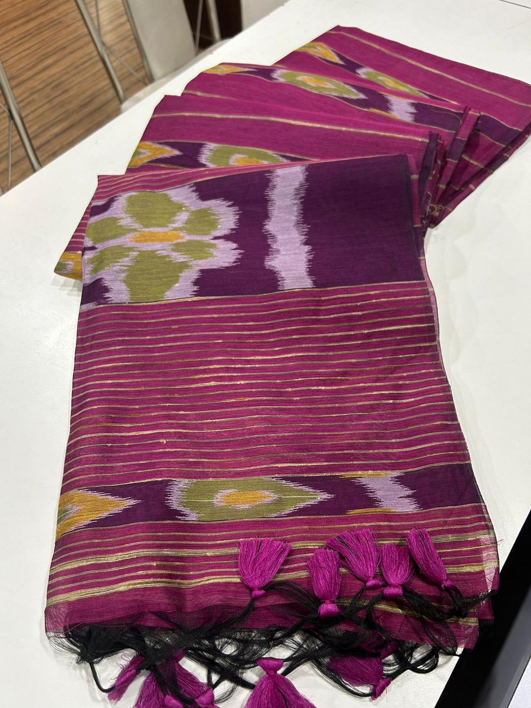 Buy MySilkLove Jamun Purple Soft Ikkat Cotton Woven Saree Online
