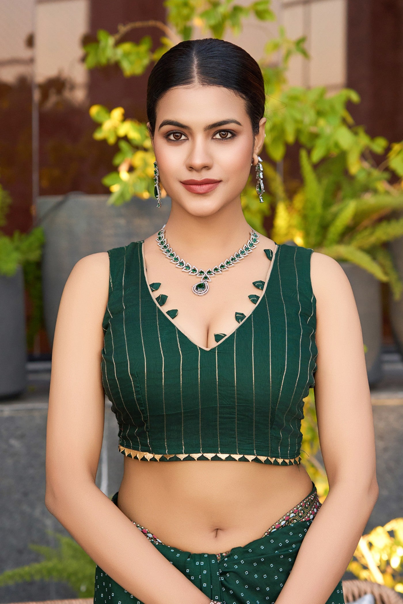 Buy MySilkLove Forest Green Printed Cotton Saree Online
