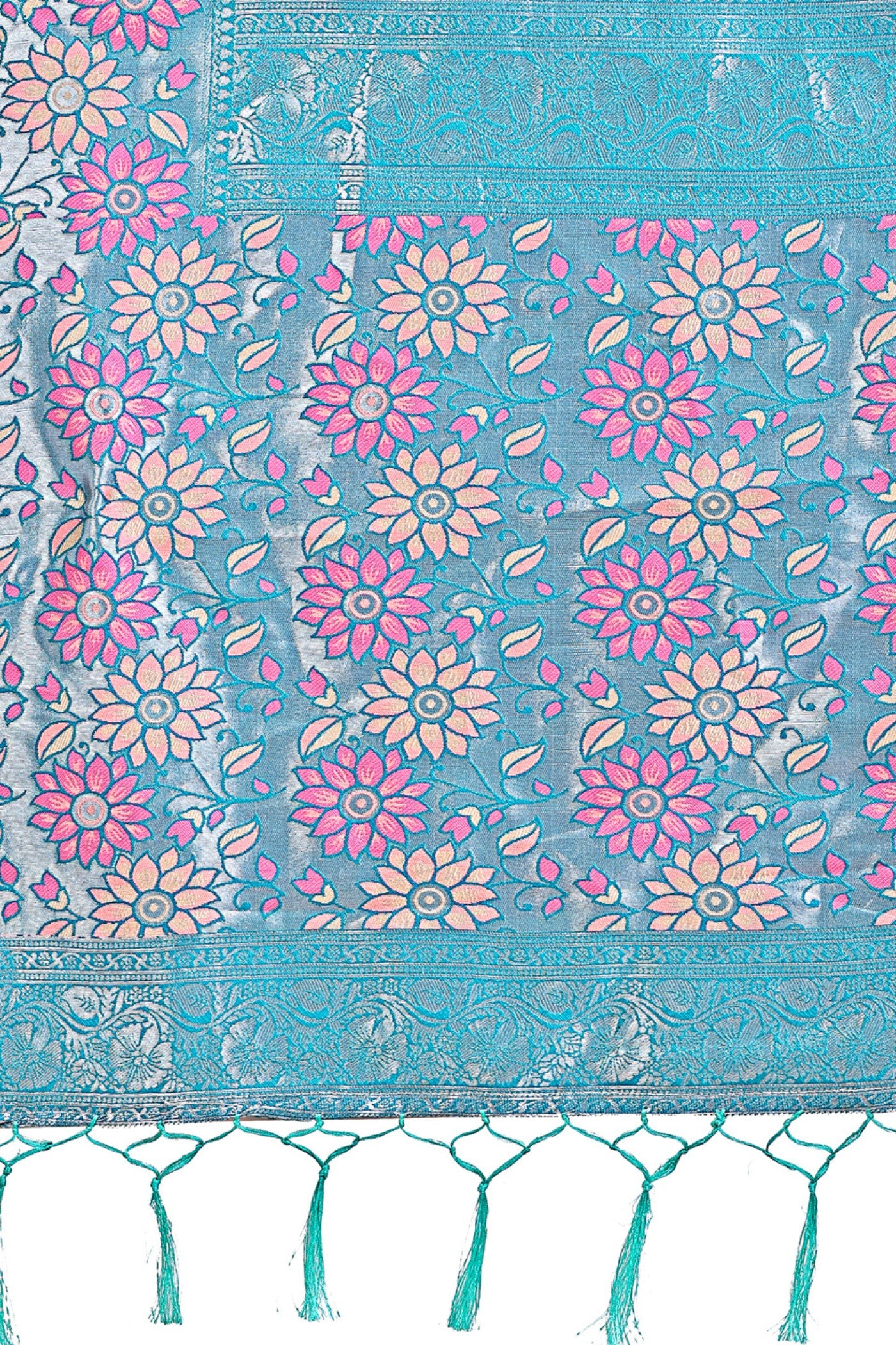 Buy MySilkLove Brink Pink Woven Banarasi Saree Online