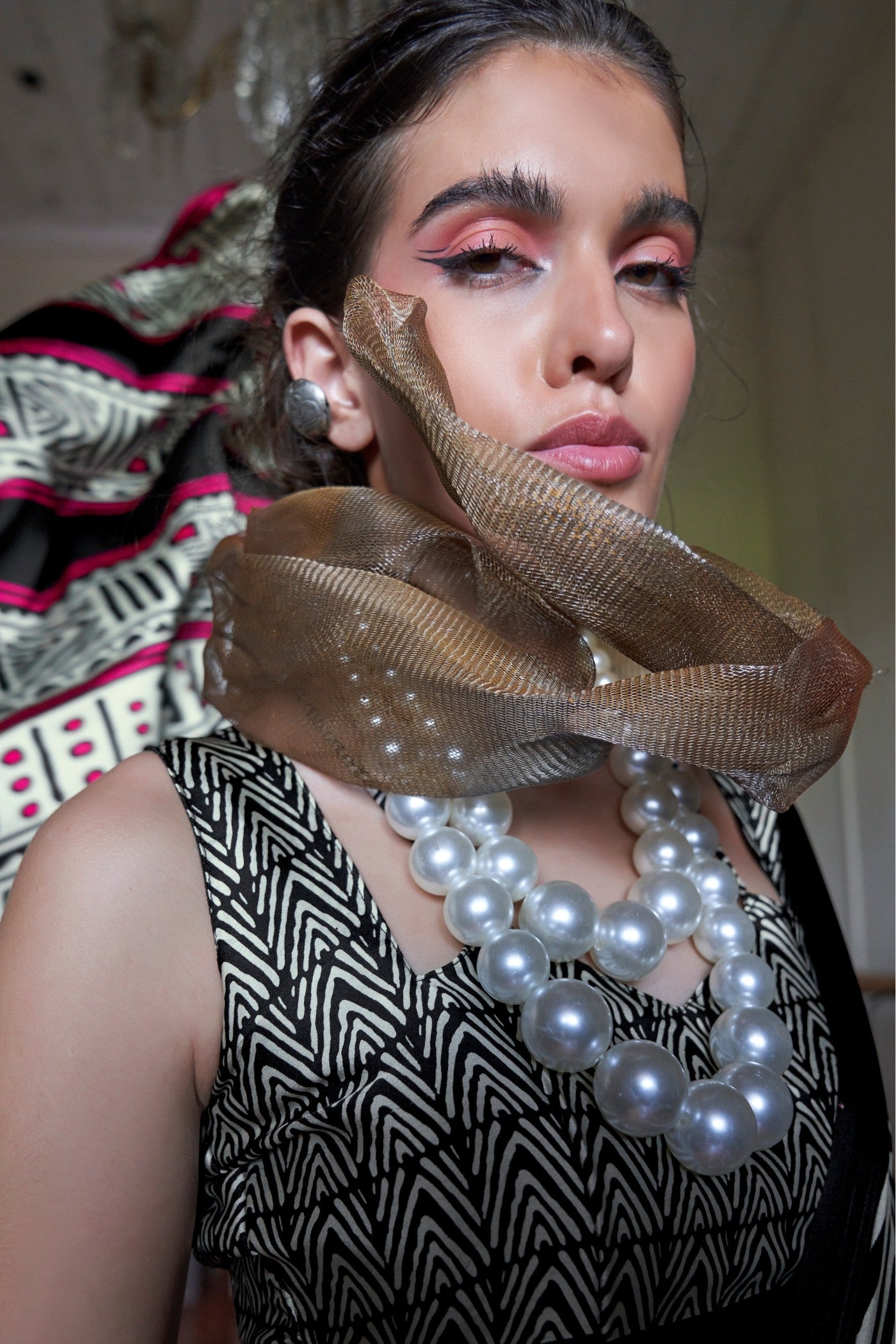 MySilkLove Gunmetal Black and White Printed Satin Crepe Silk Saree