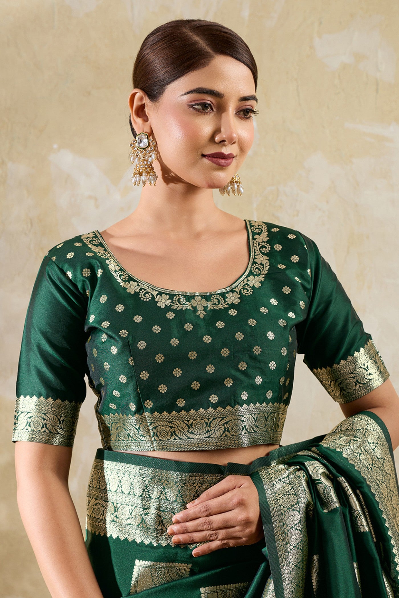 Buy MySilkLove Laurel Green Woven Banarasi Soft Silk Saree Online