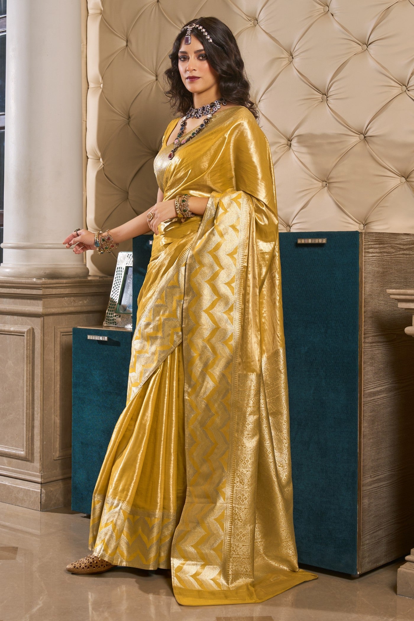 Buy MySilkLove Butter Yellow Handloom Tissue Saree Online