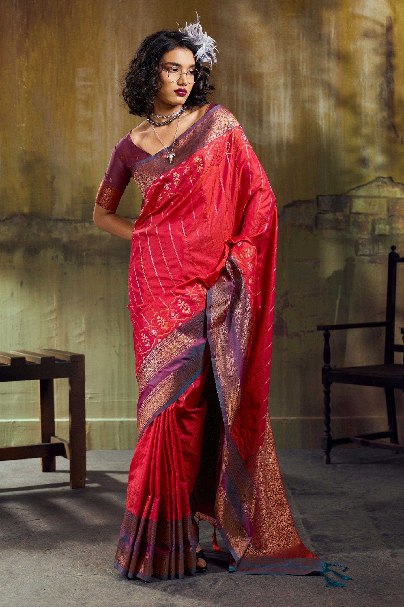 Buy MySilkLove Ruby Red Pochampally Handloom Saree Online