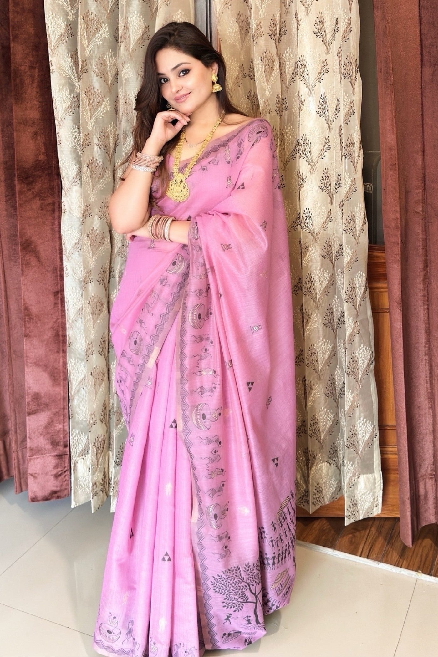 Buy MySilkLove Thistle Purple Woven Modal Cotton Saree Online