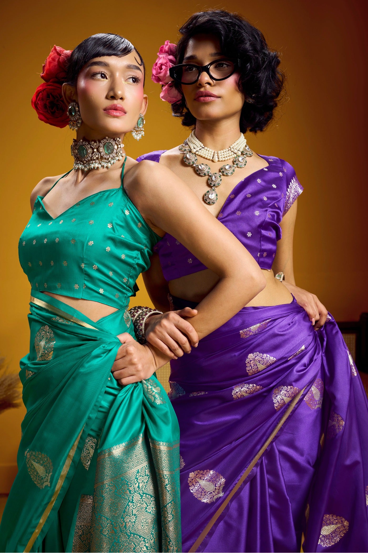 Buy MySilkLove Dark Purple Handloom Satin Silk Saree Online