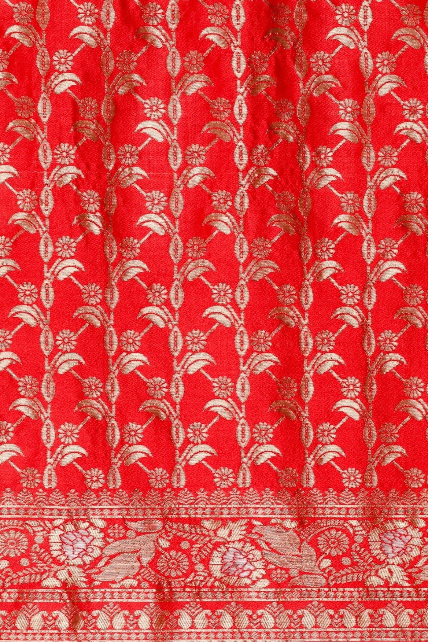 Buy MySilkLove Scarlet Red Woven Jacquard Lichi Silk Saree Online