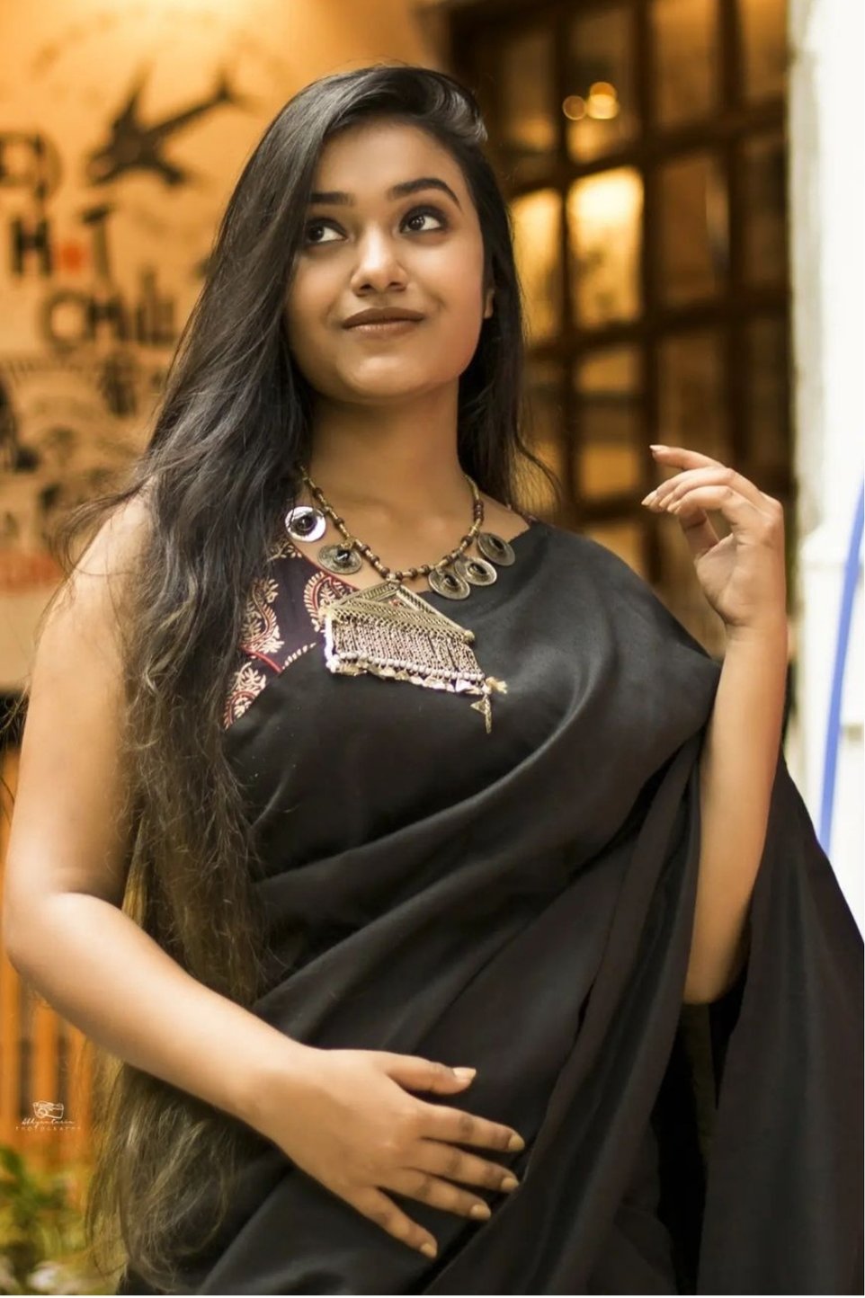 Buy MySilkLove Dark Black Cotton Plain Saree Online