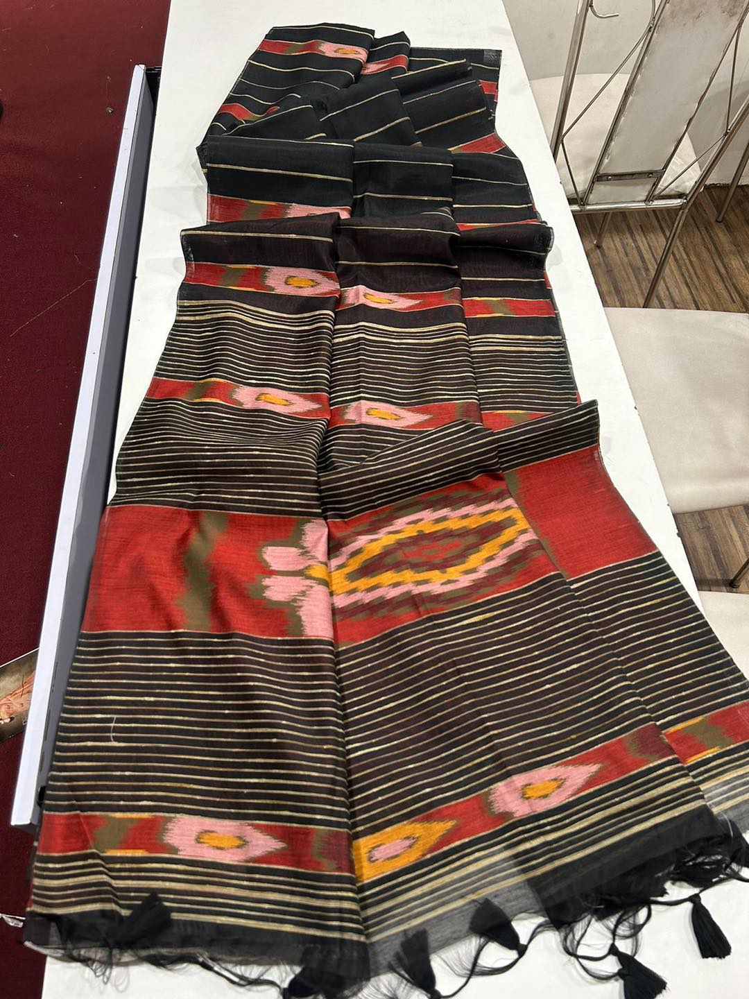 Buy MySilkLove Sable Black Soft Ikkat Cotton Woven Saree Online