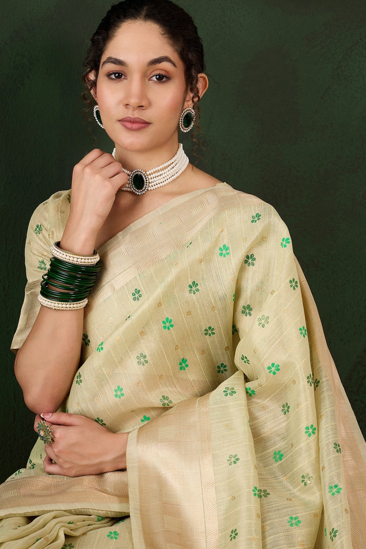 Buy MySilkLove Pista Green Woven Organza Saree Online