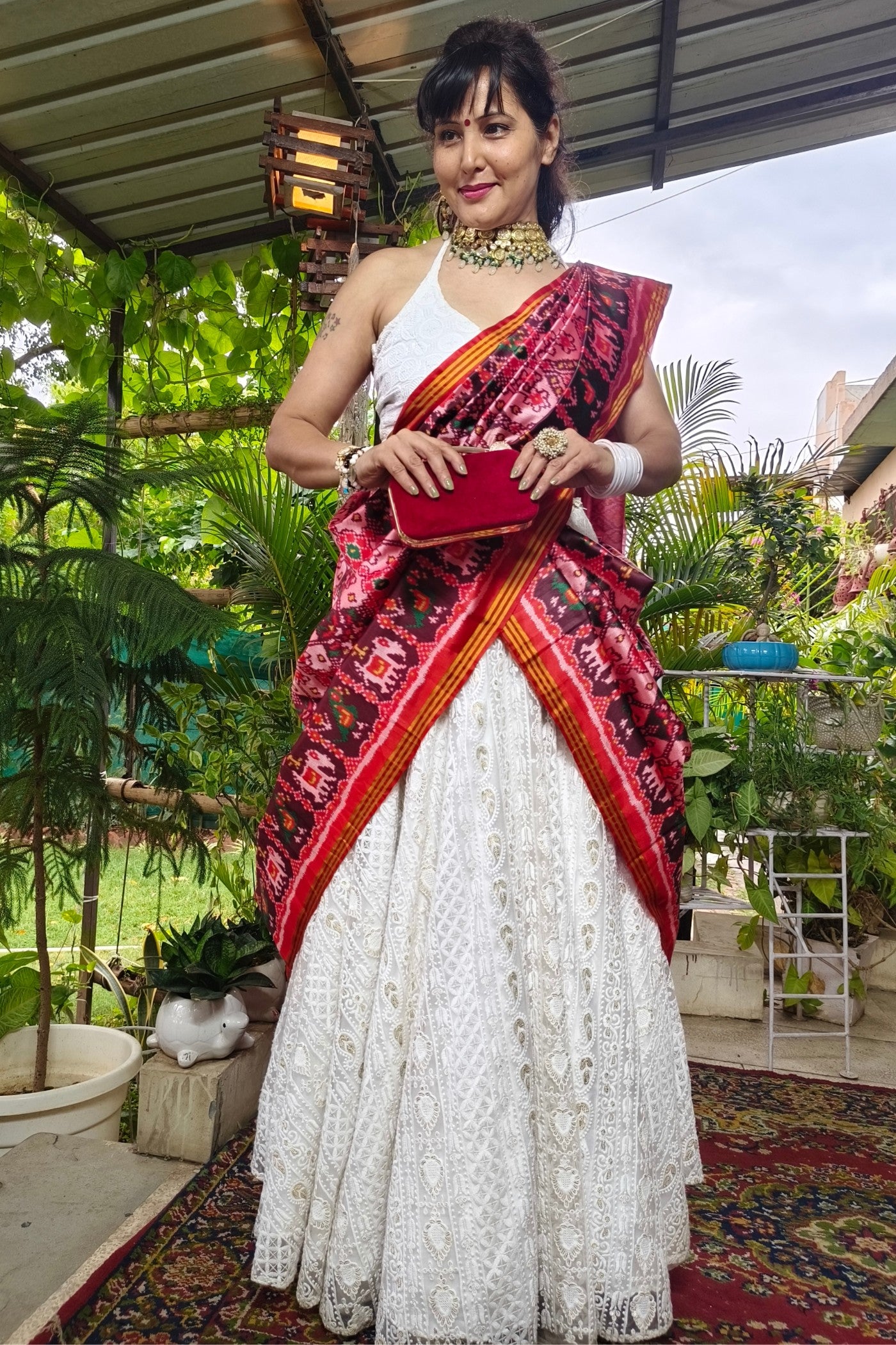 Buy MySilkLove Rough Pink Printed Patola Soft Silk Saree Online