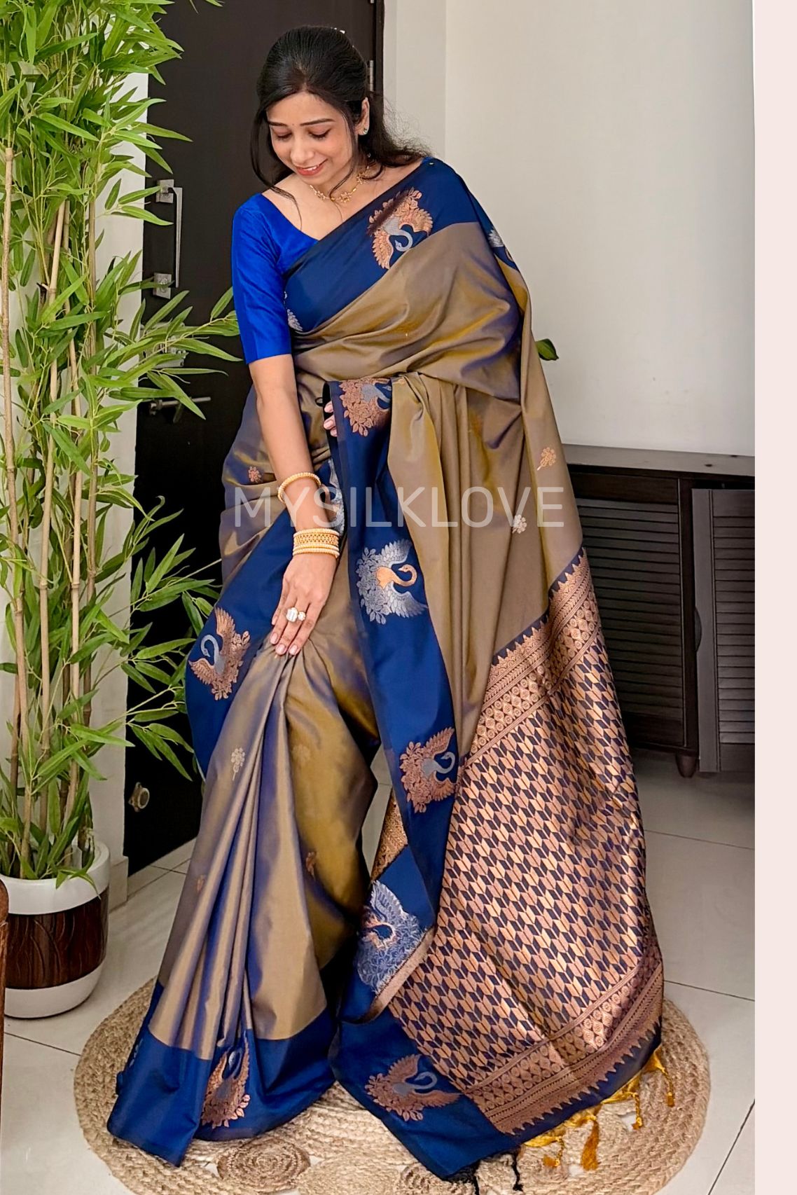 MySilkLove Graphite Grey Banarasi Handloom Soft Silk Saree