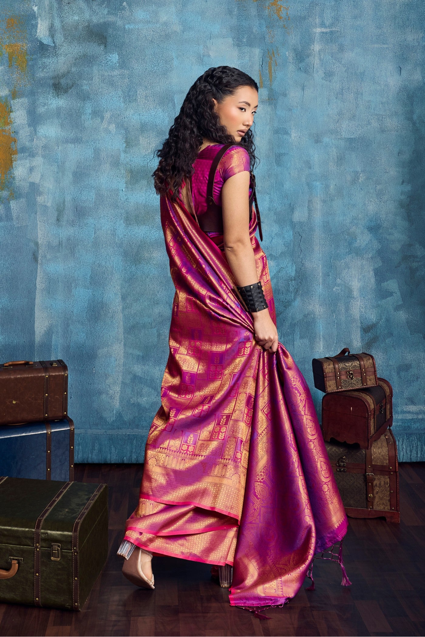 Buy MySilkLove Jam Purple Kanjivaram Handloom Saree Online