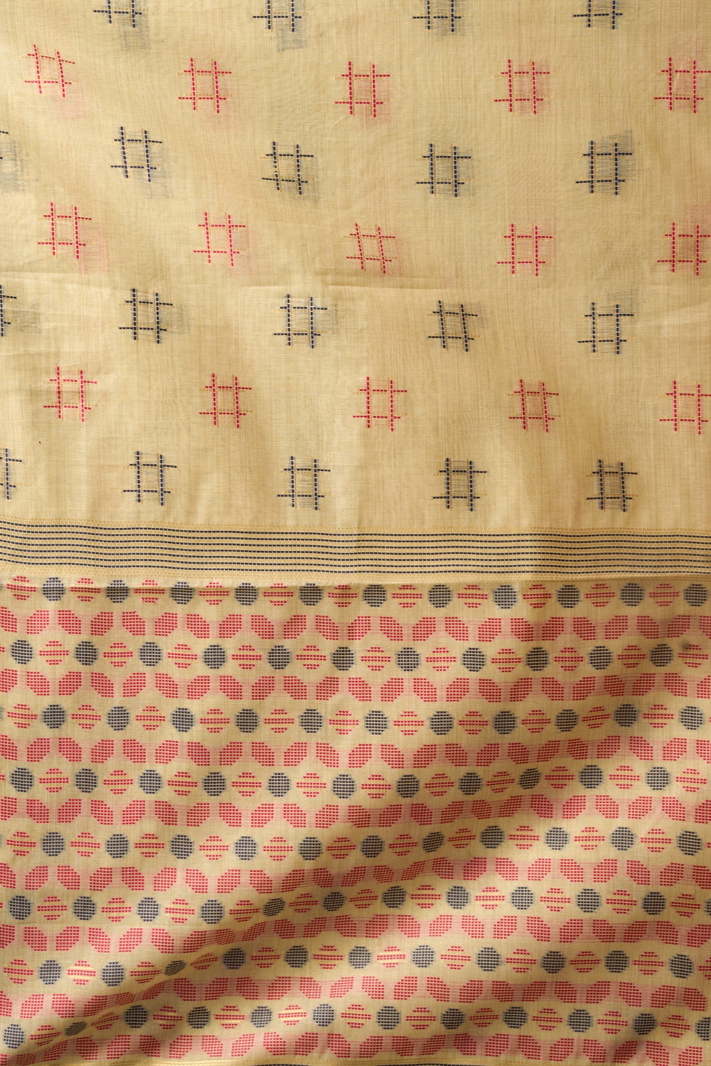 Buy MySilkLove Milky Cream Woven Cotton Saree Online