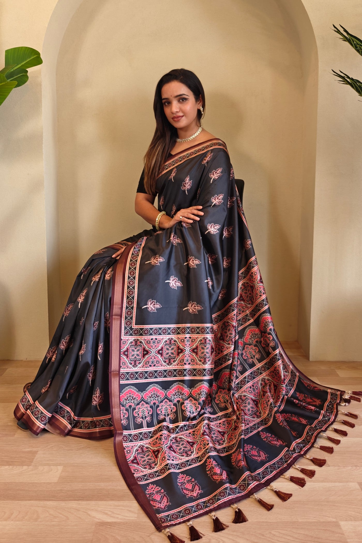 Buy MySilkLove Navy Blue Digital Printed Saree Online