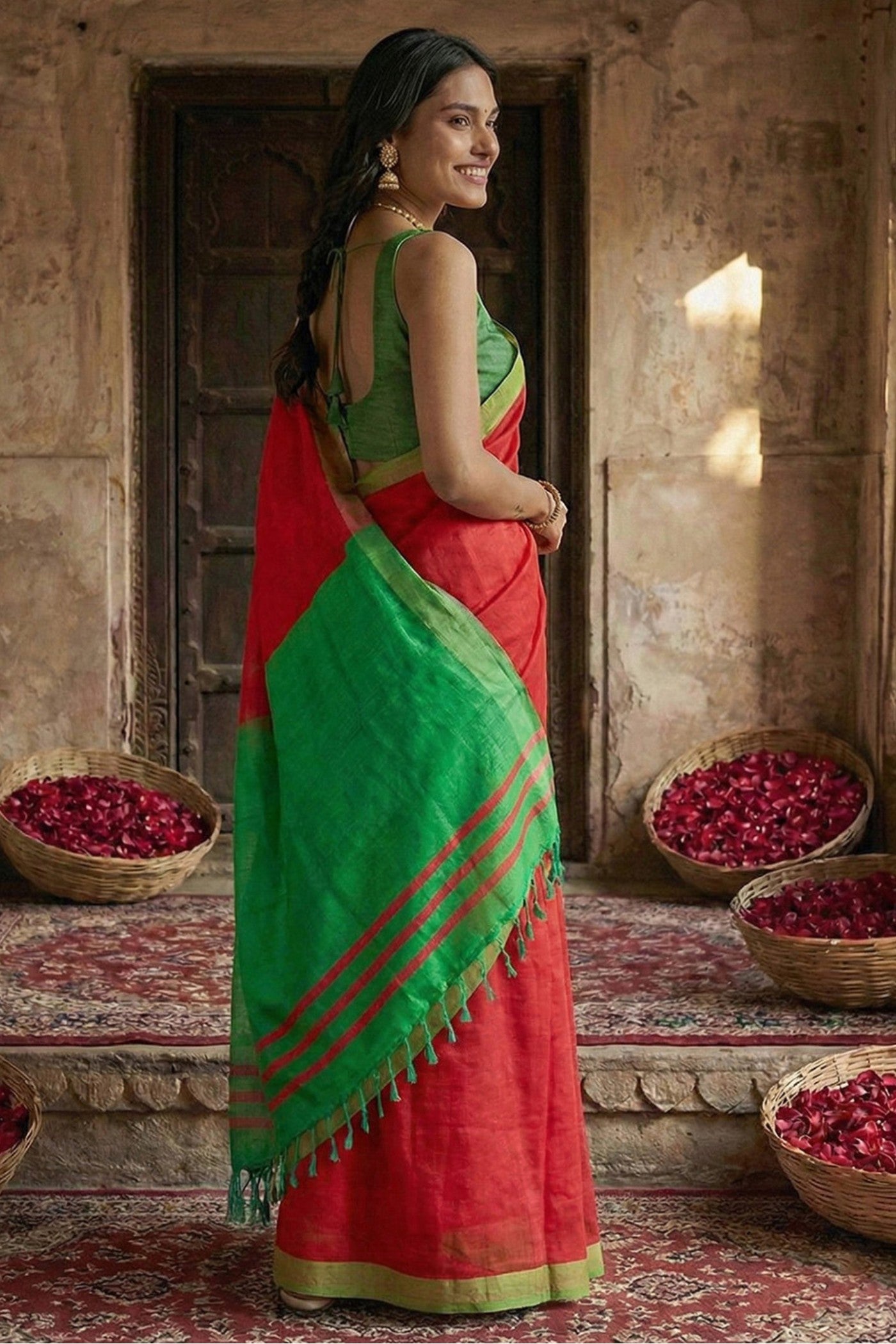 MySilkLove Persian Red Cotton Silk Saree