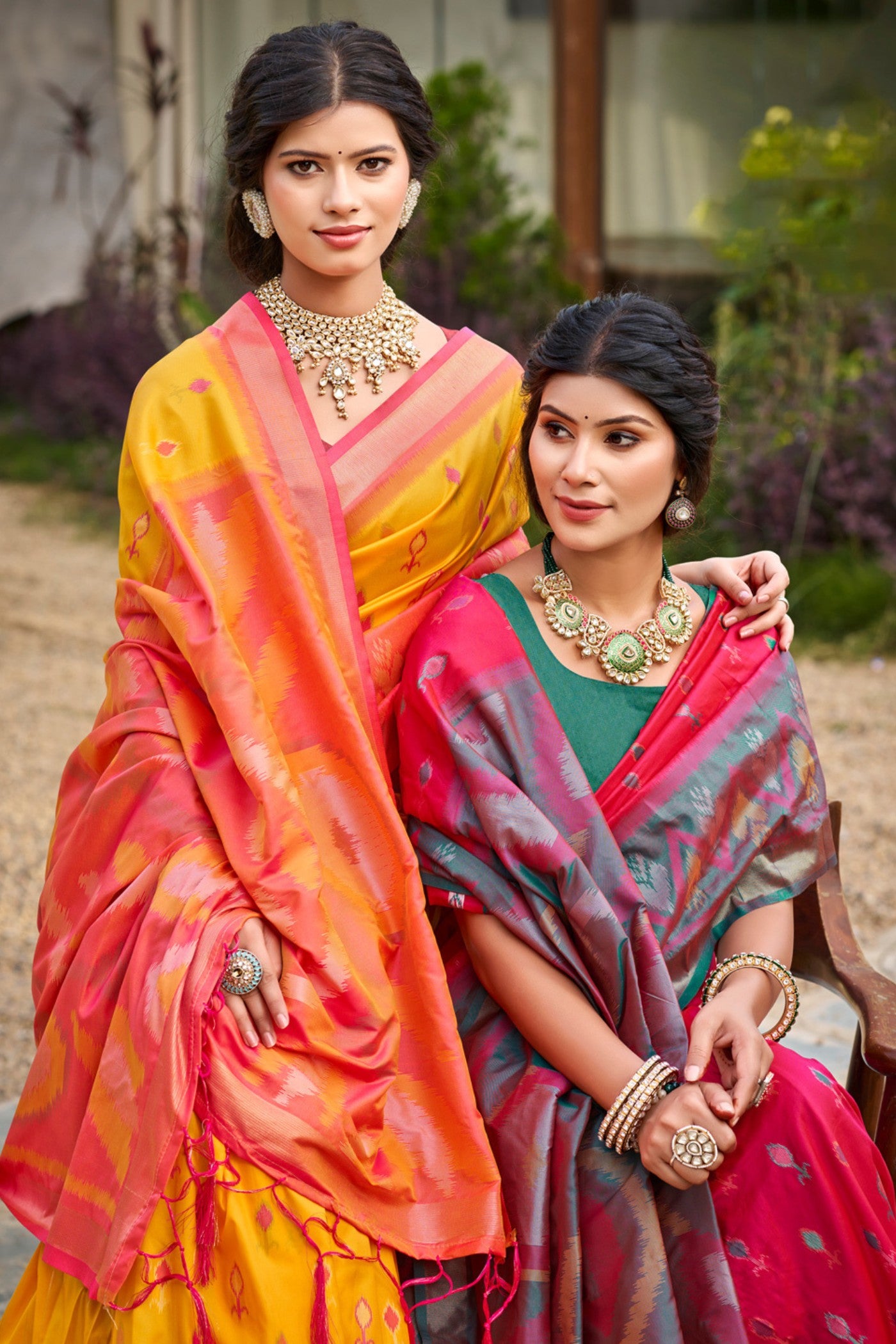 Buy MySilkLove Rouge Pink Ikkat Soft Silk Saree Online