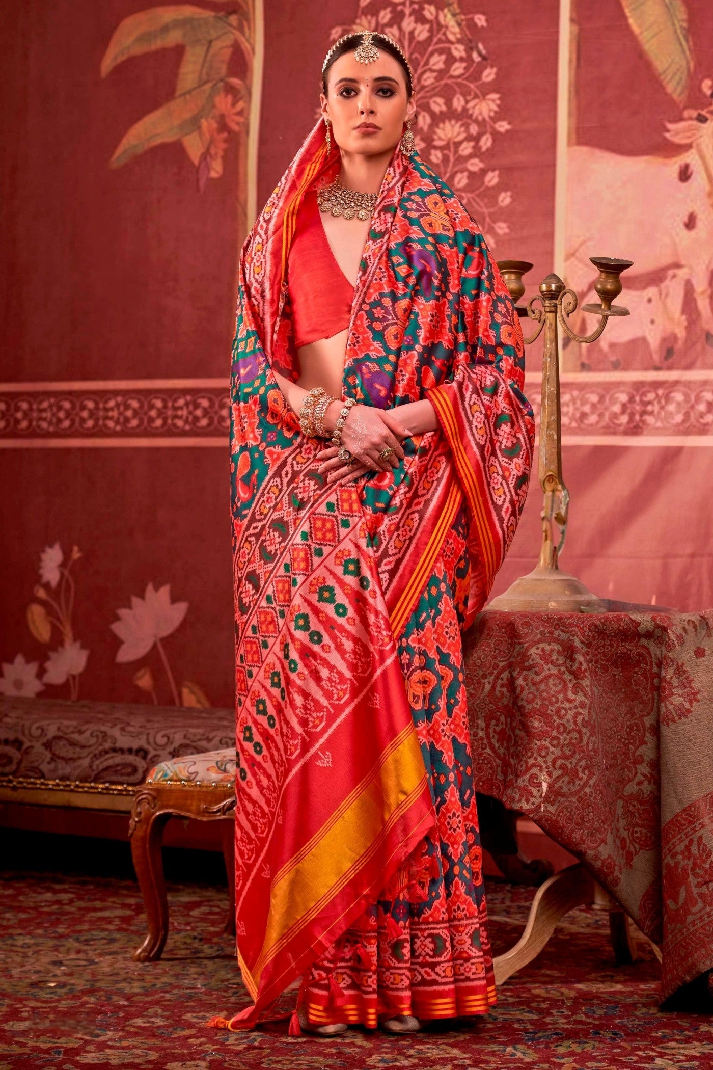 Buy MySilkLove France Blue Printed Patola Saree Online