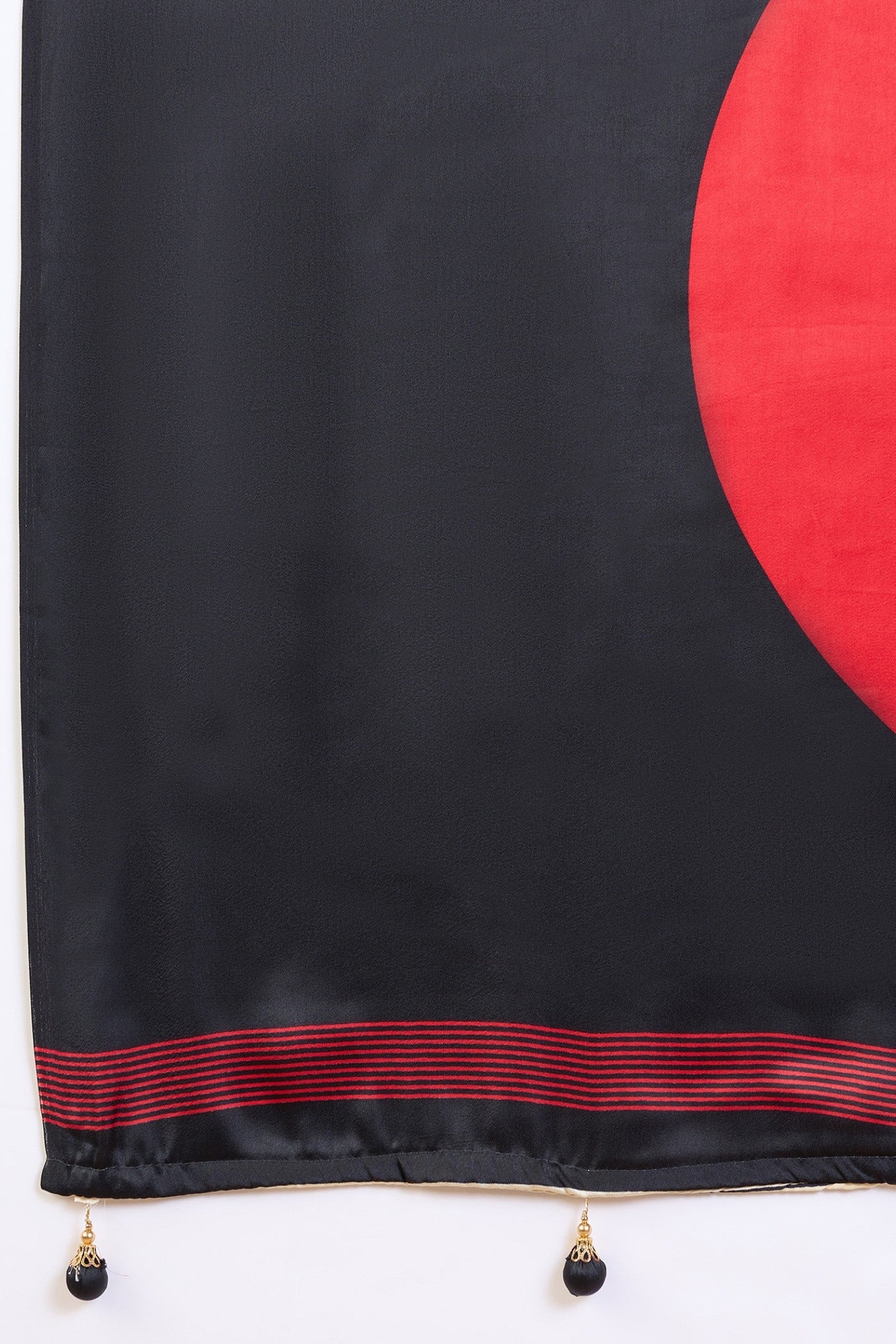 Buy MySilkLove Bone White and Red Stripe Ajrakh Printed Satin Crepe Silk Saree Online